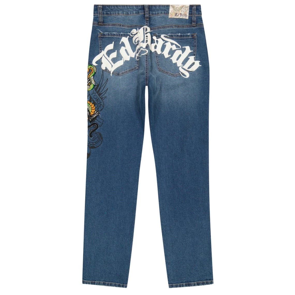 image of Ed Hardy Panther Snake Jeans in Blue, Men's (Size 40)