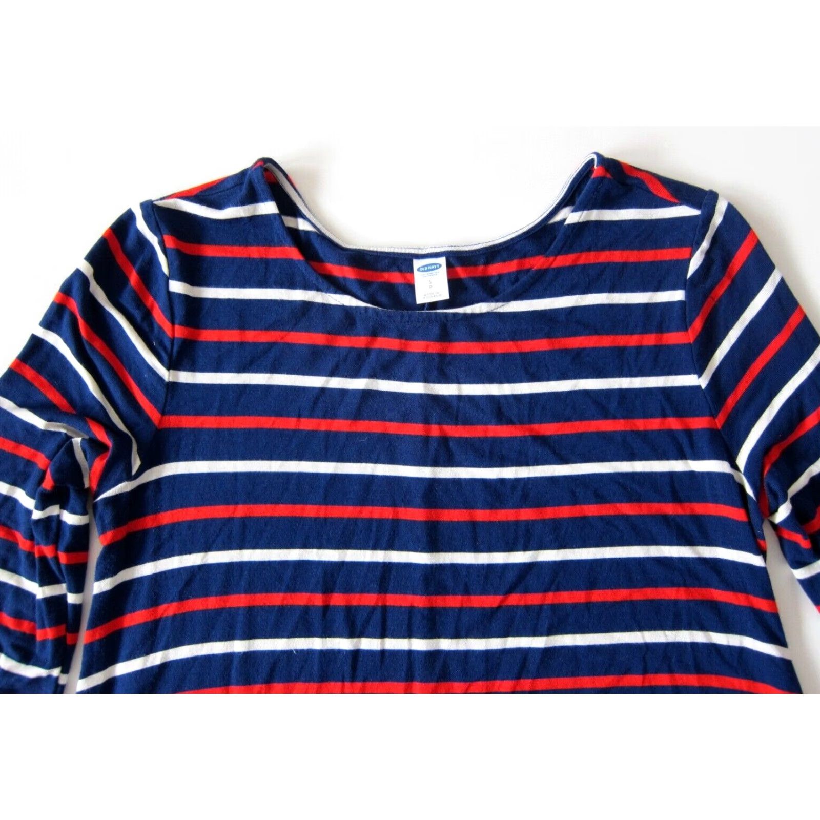Old Navy Old Navy Red White Blue Stripe Stretch Long Sleeve Shift Dress Small Size S / US 4 / IT 40 - 3 Thumbnail