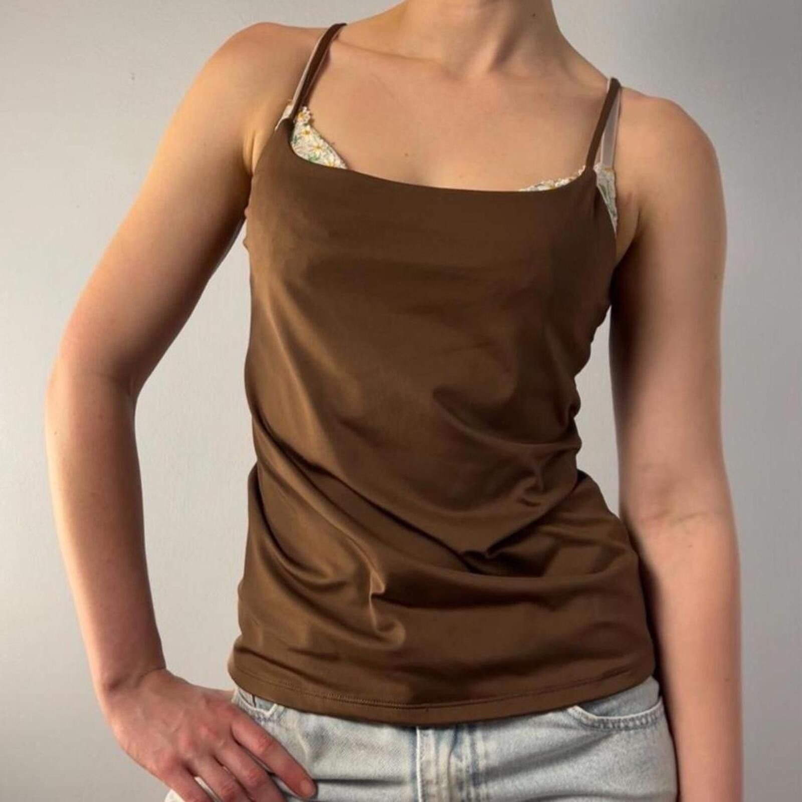 Nine West Brown silky basic cami top Size M / US 6-8 / IT 42-44 - 6 Thumbnail