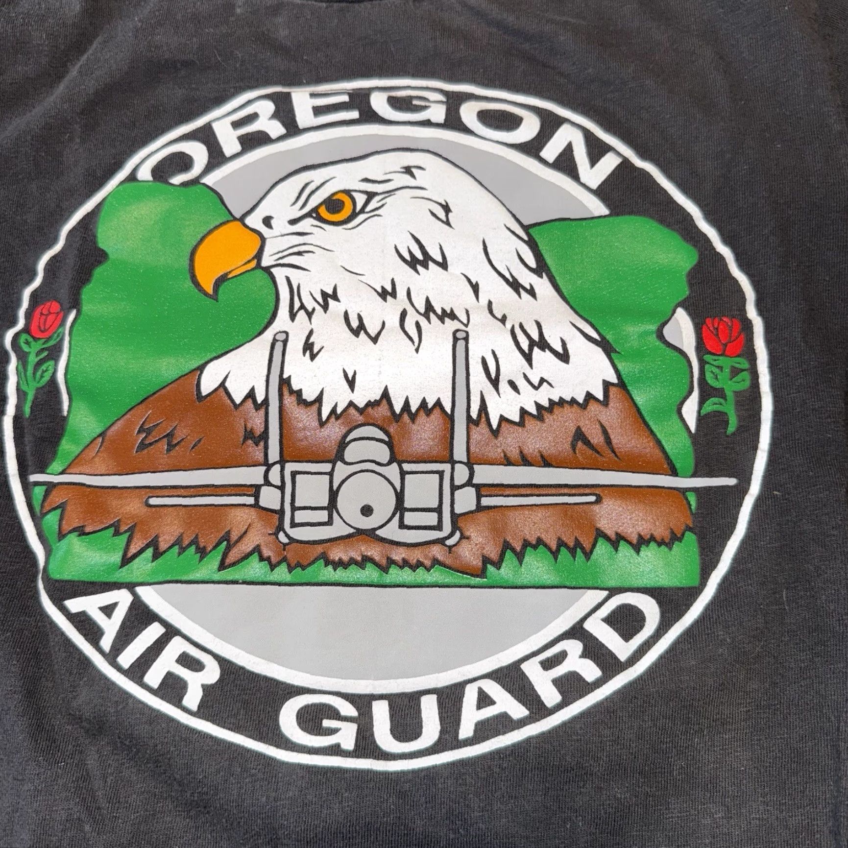 Hanes VINTAGE Oregon Air Guard T Shirt Mens Size Small Black 90’s Single Stitch Plane Hanes Cotton Crew Neck Short Sleeve 90s Planes Mens Size US S / EU 44-46 / 1 - 2 Thumbnail