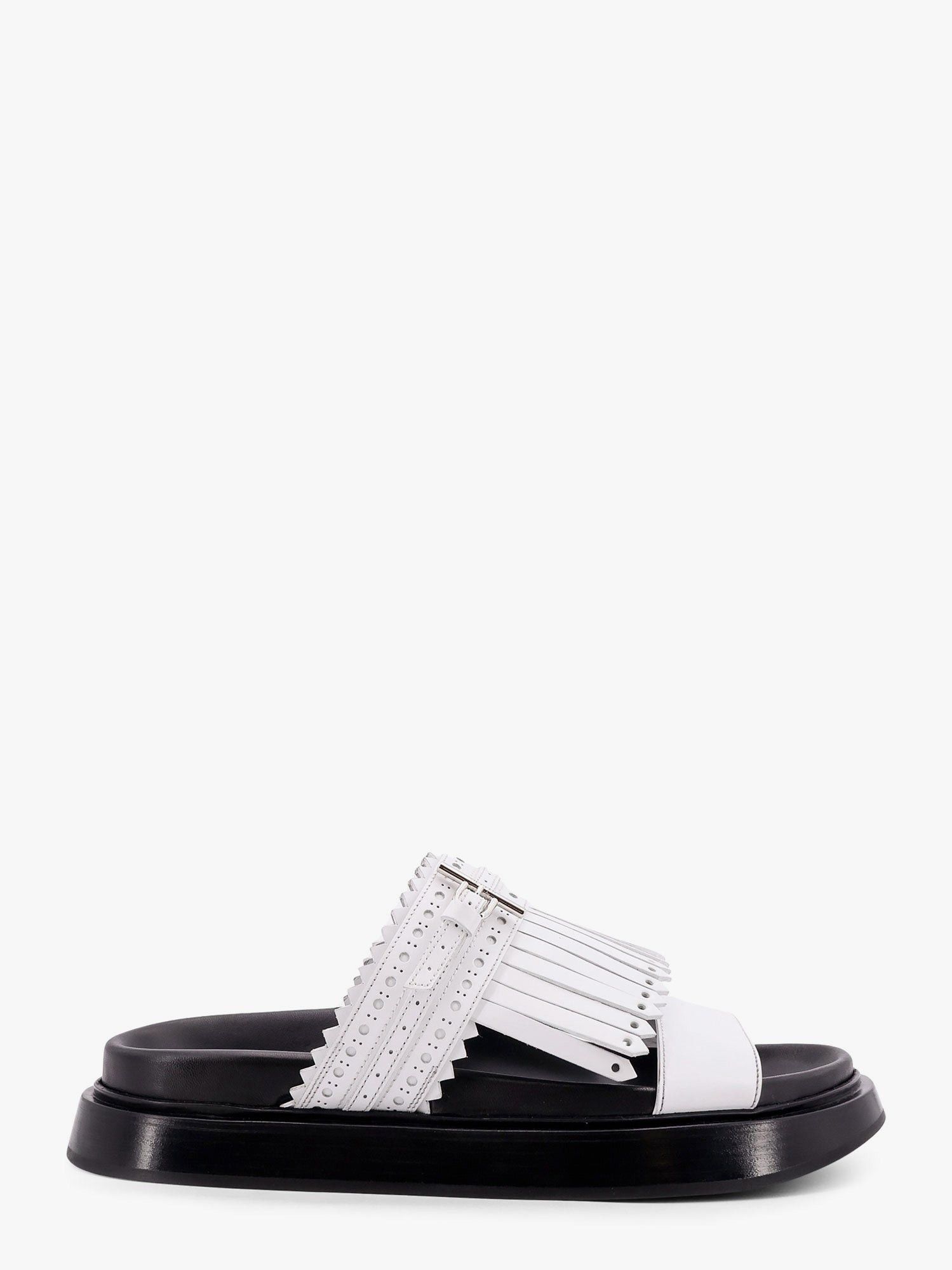 【ALEXANDER MCQUEEN】 Leather sandals with fringe McQueen Men's Brogue Fringe Leather Sandals | Neiman Marcus
