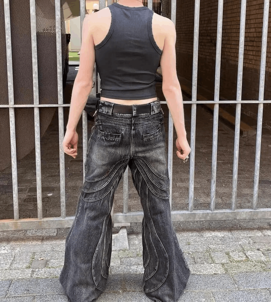 Japanese Brand × Jean Heavyweight Wave Ripple Aged Washed Micro Flare Jeans Size US 32 / EU 48 - 5 Thumbnail
