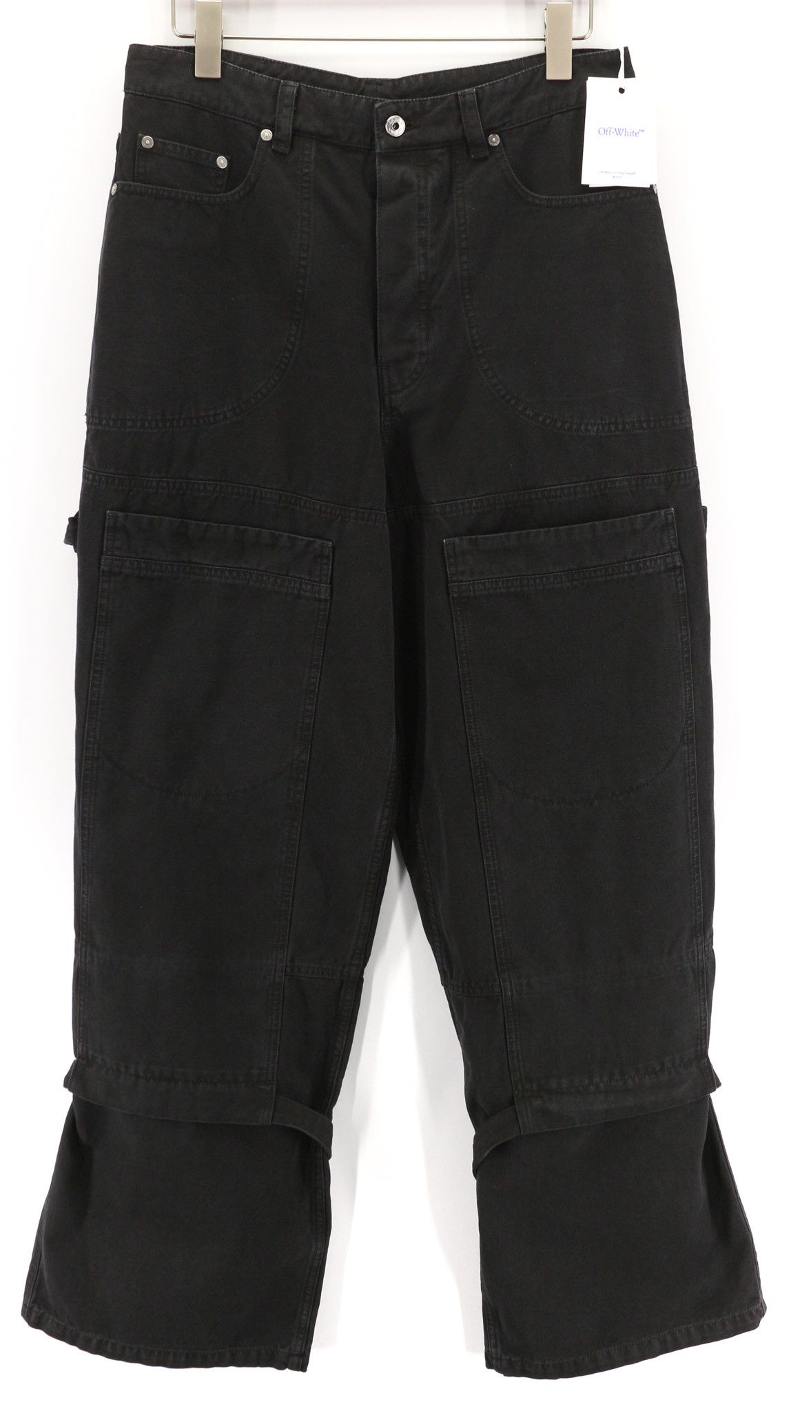 Off-White W34 Relaxed Black Cotton Dyed Cargo Button Fly 80250 Size US 34 / EU 50 - 1 Thumbnail