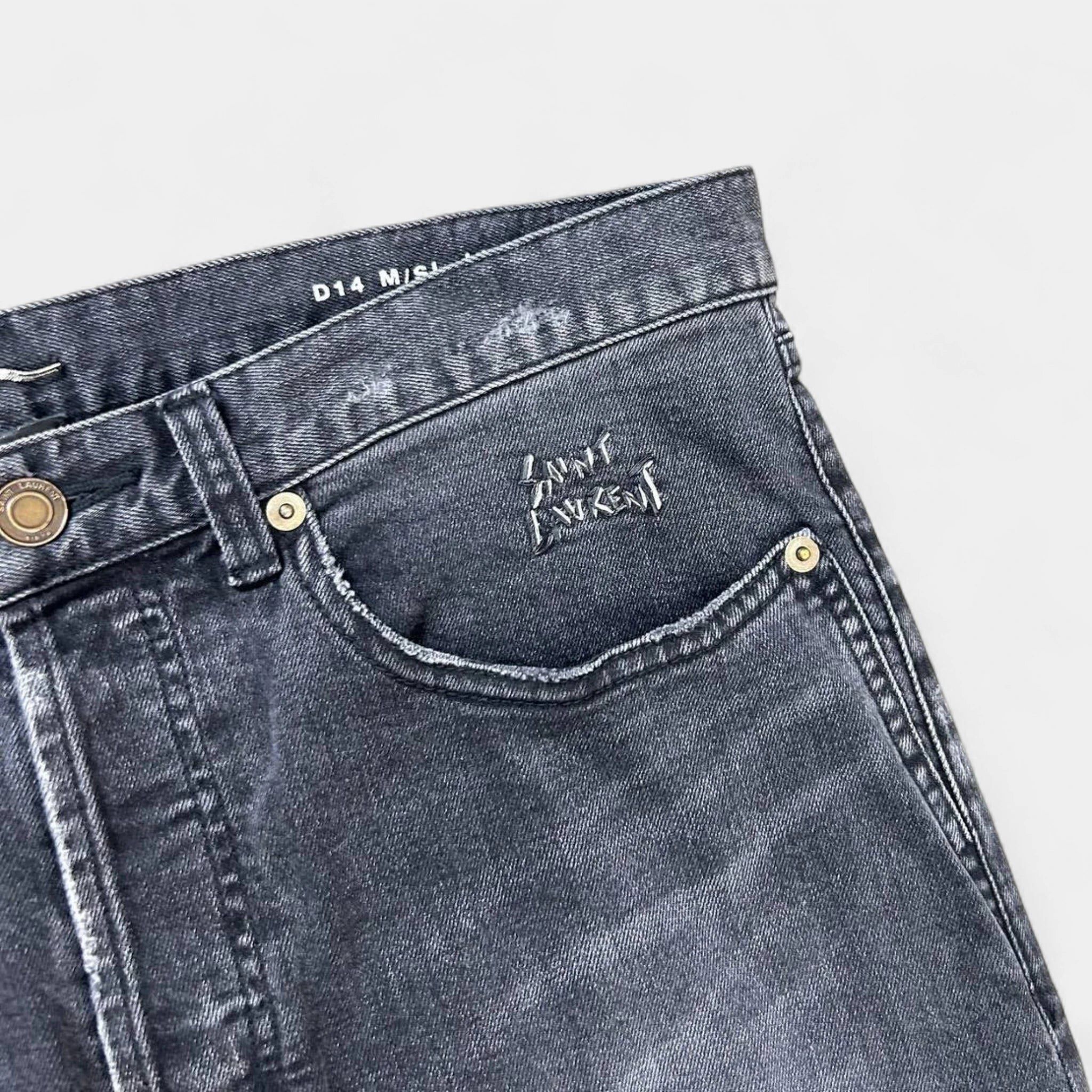 Saint Laurent Paris Saint Laurent D14 2017 Classic Embroidered Black Grey Skinny Size US 31 - 3 Thumbnail