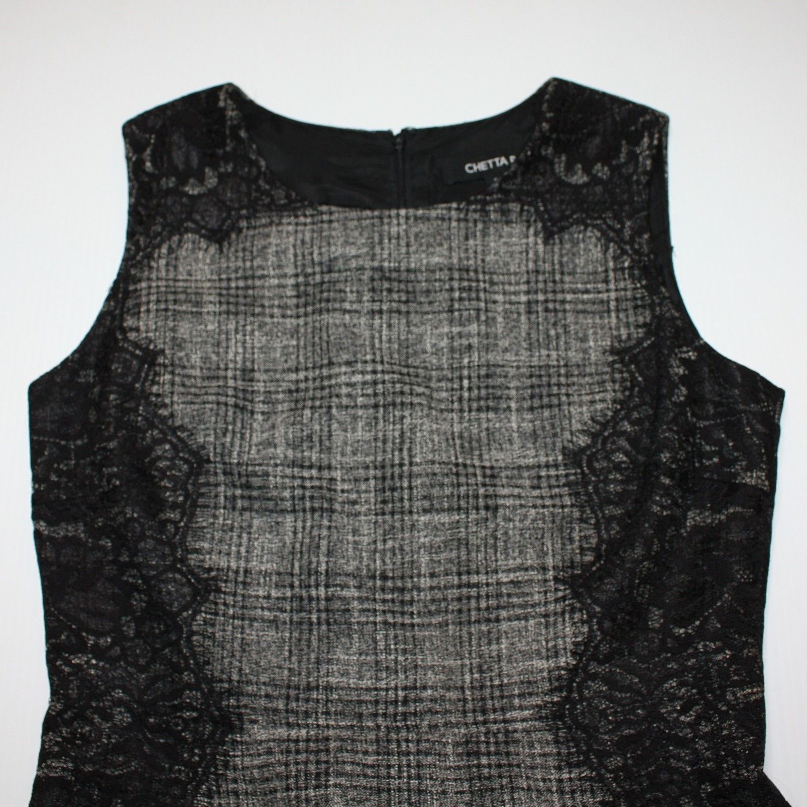 Other Chetta B Black Plaid & Lace Sleeveless Dress NWT MSRP $158 Size M / US 6-8 / IT 42-44 - 8 Thumbnail