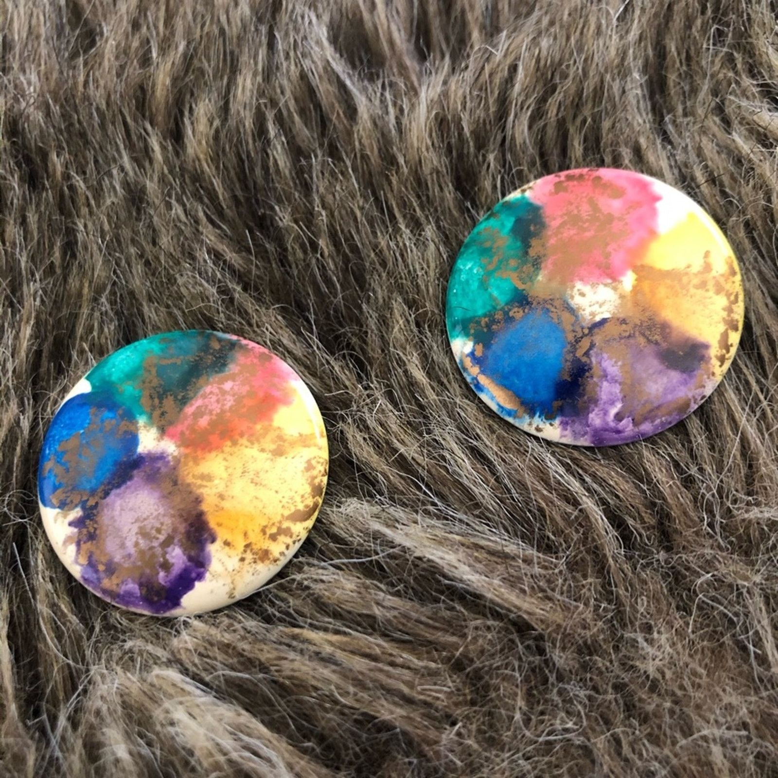 Vintage Vintage 80s painting metal disc statement earrings Size ONE SIZE - 2 Thumbnail