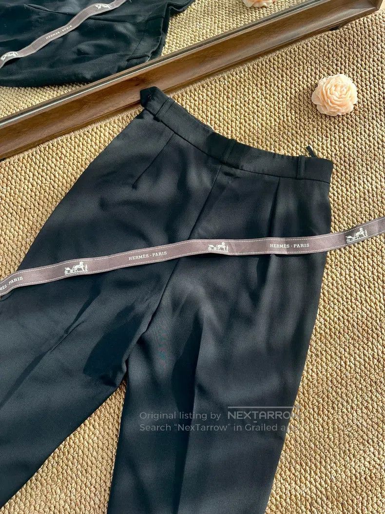 Hermes Hermes Vintage fine wool slim ankle-length dress pants for Size 25" / US 0 / IT 36 - 3 Thumbnail