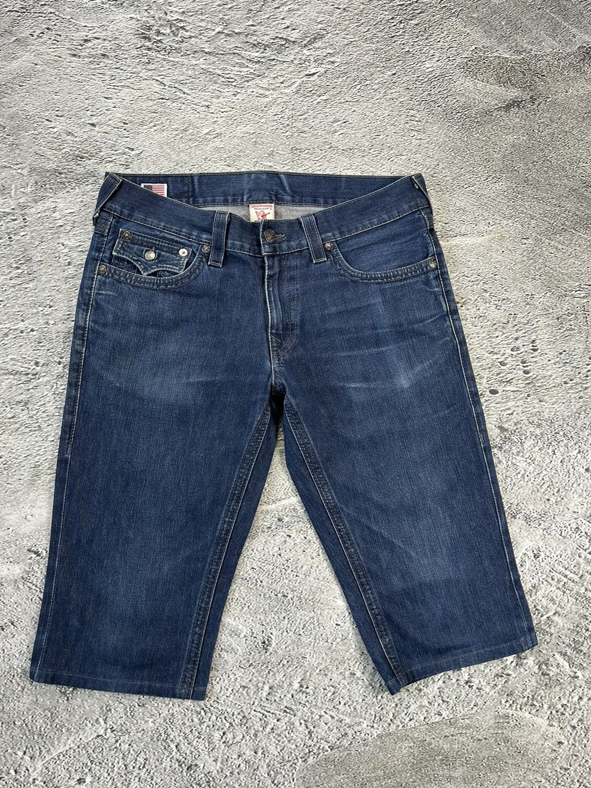 True Religion × Vintage True Religion jorts denim shorts navy black stitching Ricky Size US 34 / EU 50 - 5 Thumbnail