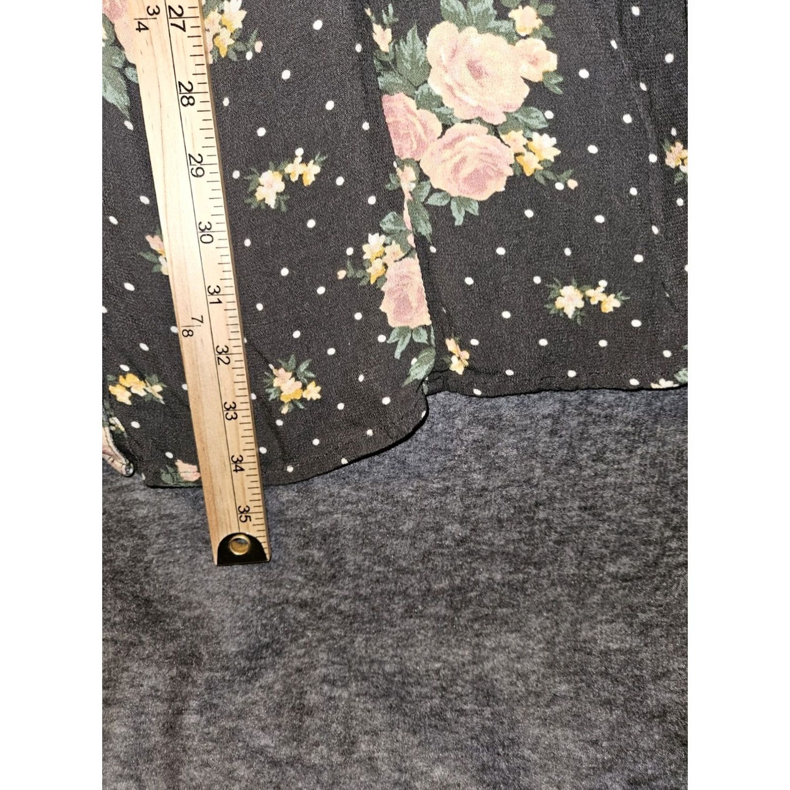 American Eagle Outfitters VINTAGE American Eagle Outfitters Shirt Dress Women L Black Floral Collared Button Puff Sleeve Knee Length Children? Size L / US 10 / IT 46 - 4 Thumbnail