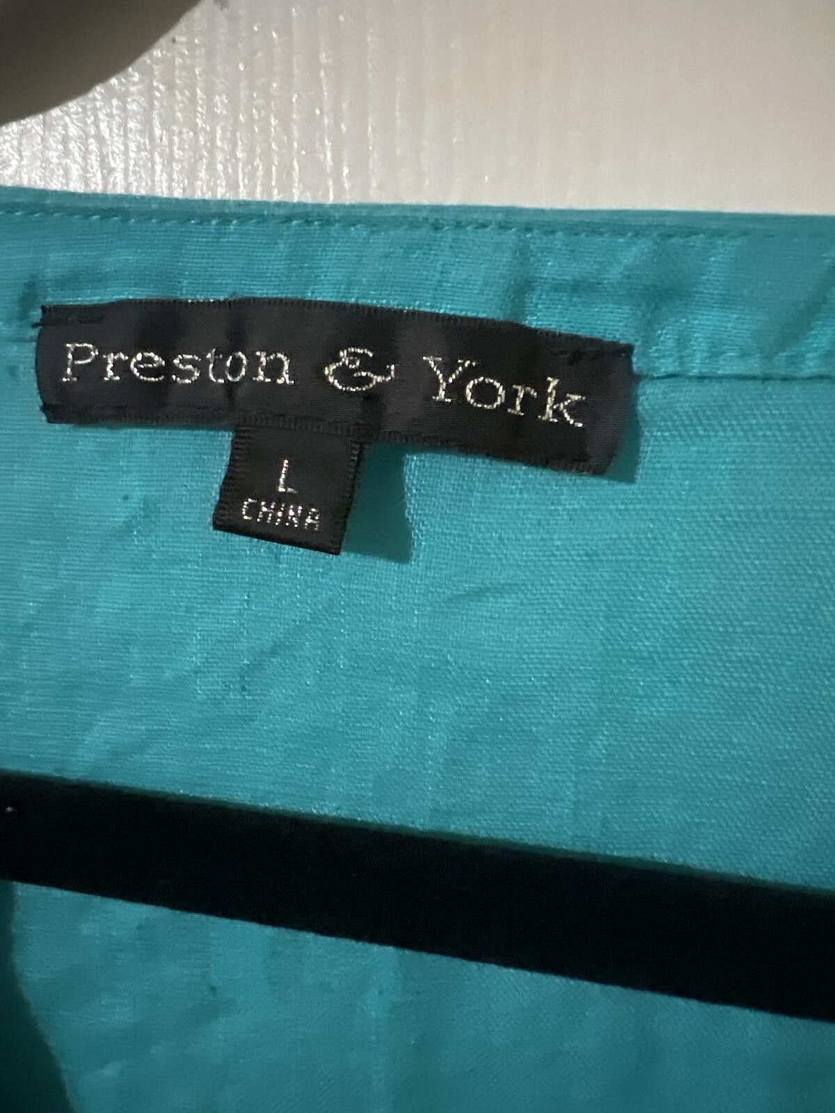 Preston & York Preston & York Women's Turquoise Linen Tunic Top Size L Size L / US 10 / IT 46 - 3 Thumbnail