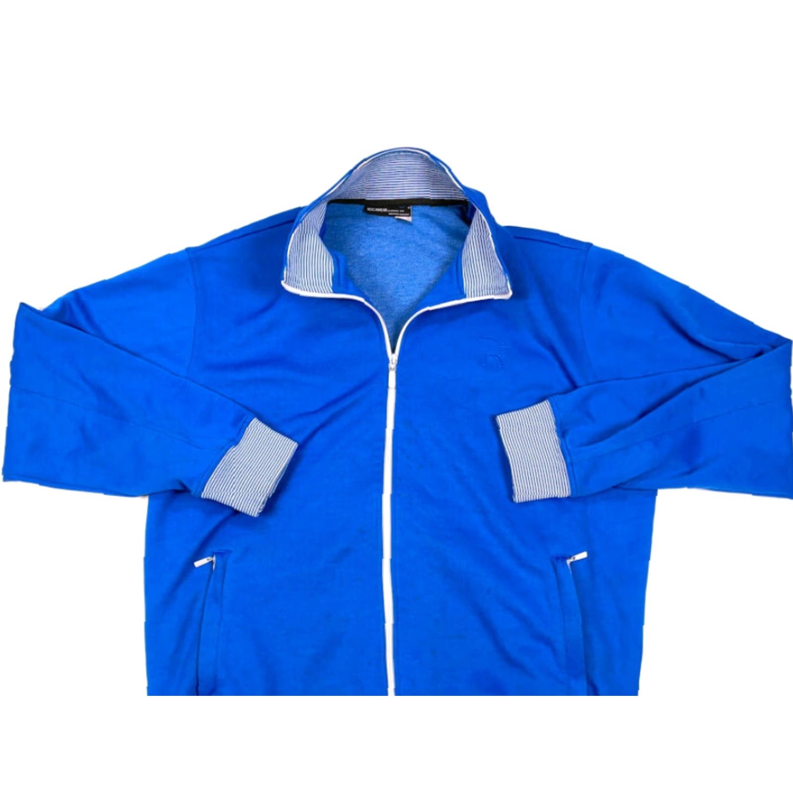 Rocawear VTG Rocawear Blue White Full Zip Sweatshirt Adult 2XL Track Jacket 90s Hip Hop Retro Solid Embroidered Long Sleeve Mens Size US XXL / EU 58 / 5 - 3 Thumbnail