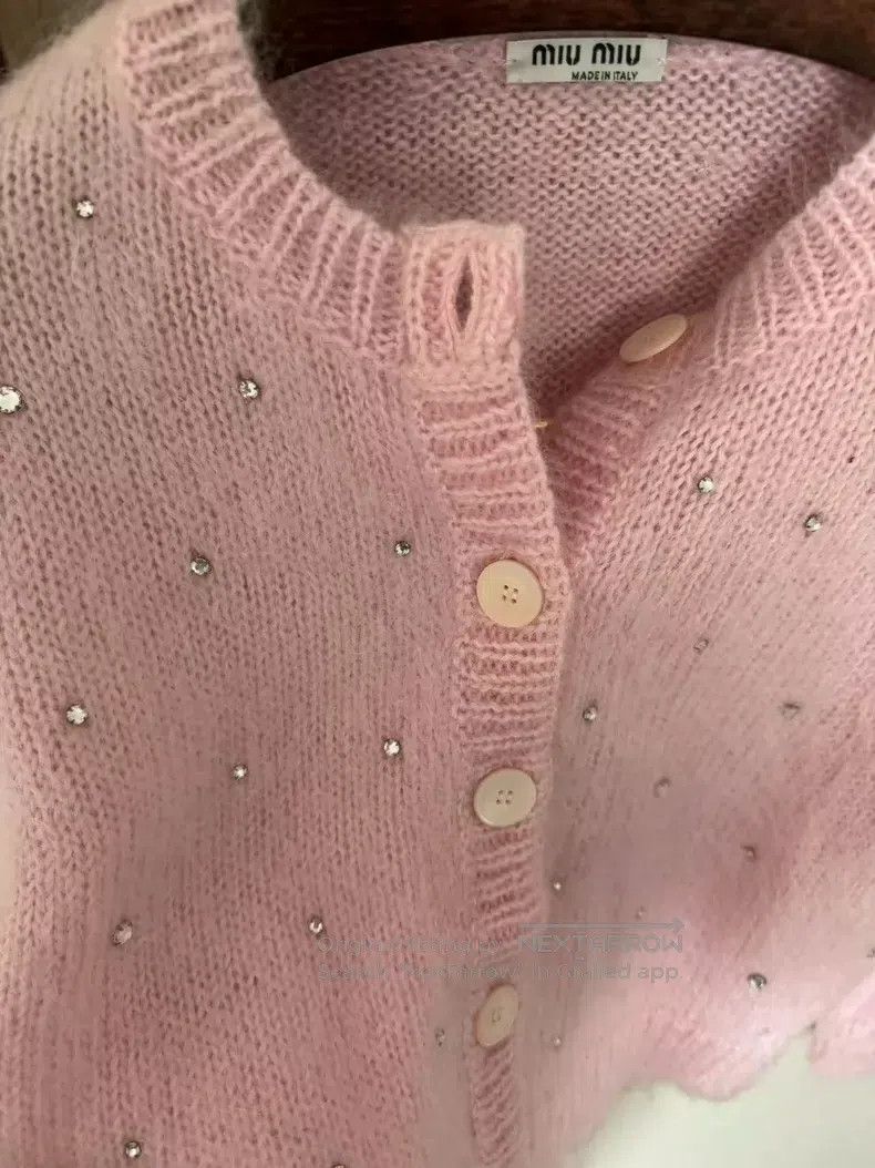 Miu Miu Miu Miu 40 Small diamond pink mohair cardigan Size M / US 6-8 / IT 42-44 - 3 Thumbnail