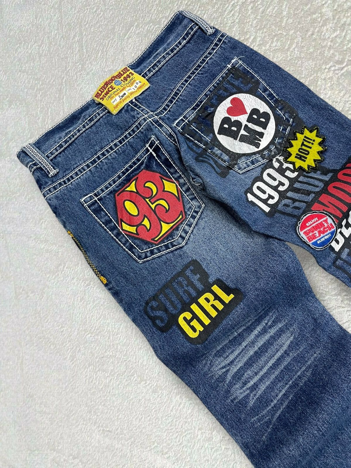 Japanese Brand Vintage 1990s Japan Designer Blue Moon Blue Surf Girl Denim Size US 29 - 4 Thumbnail