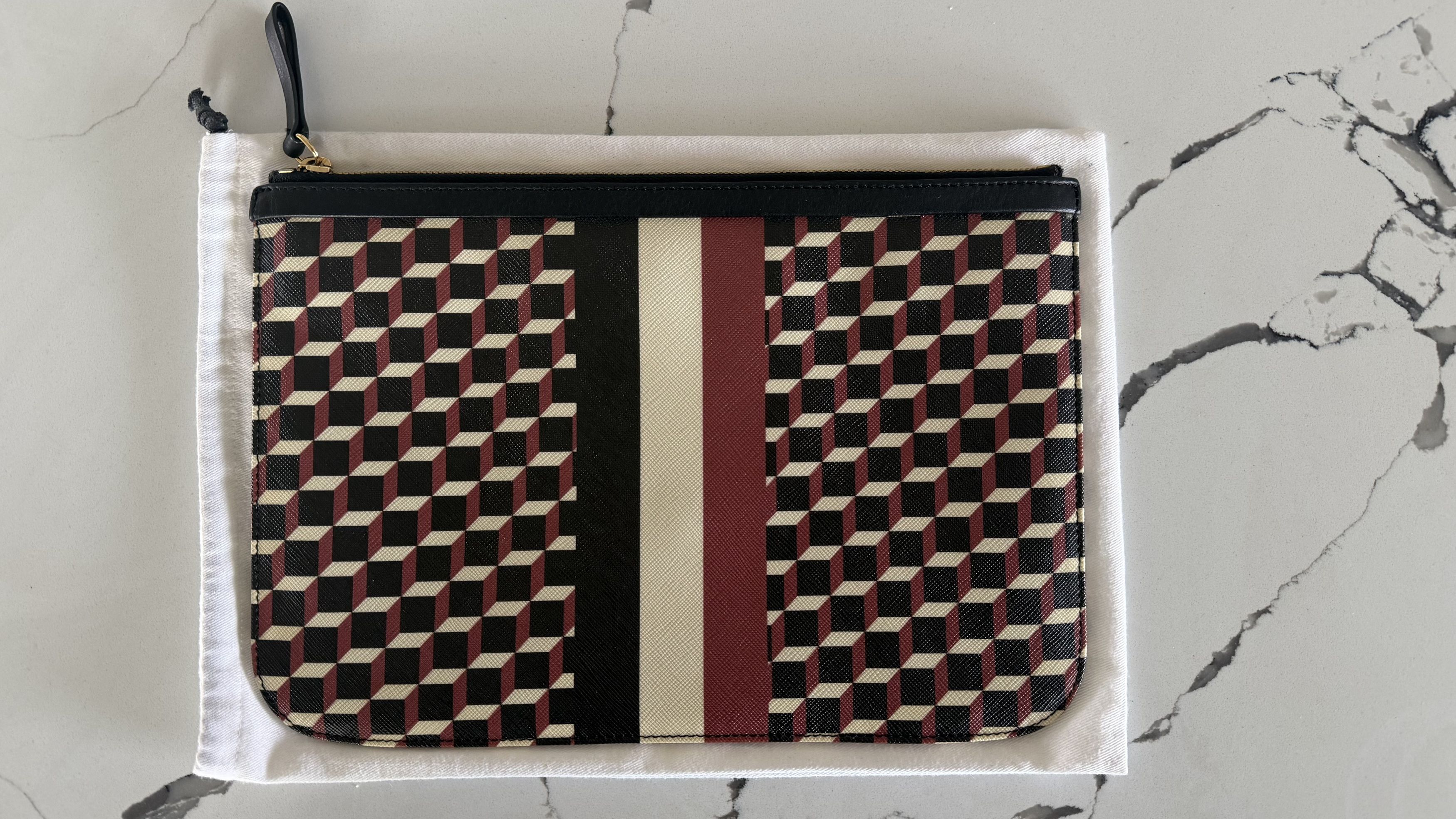 Pierre Hardy Camouflage Geometric Print Pouch in Red White Blue Size ONE SIZE - 1 Thumbnail