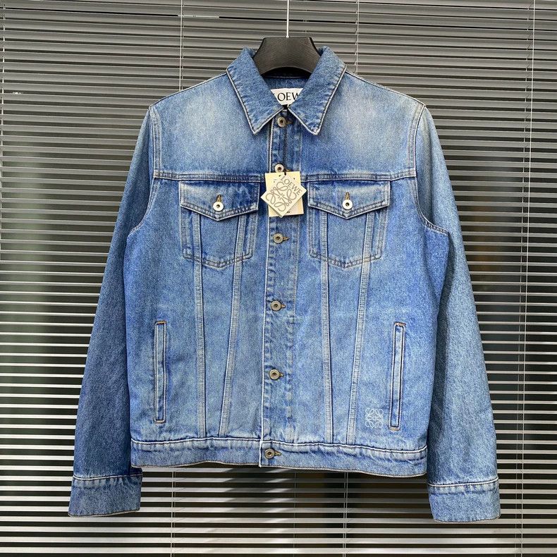 Loewe LOEWE Denim jacket with leather logo Size L / US 10 / IT 46 - 1 Thumbnail