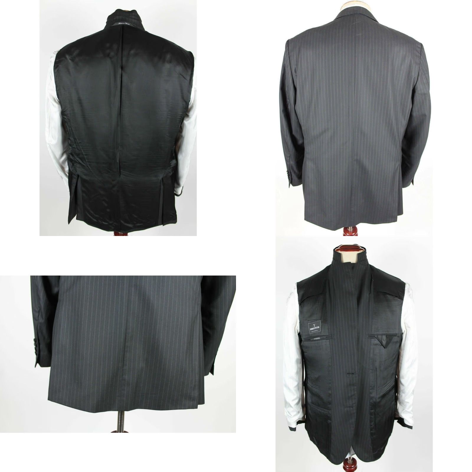 Vintage VINTAGE Blazer Jacket Striped Wool Blend Black 43R 2 Button - Emilio Yuste Mens Blazer Coat Size 42R - 8 Thumbnail
