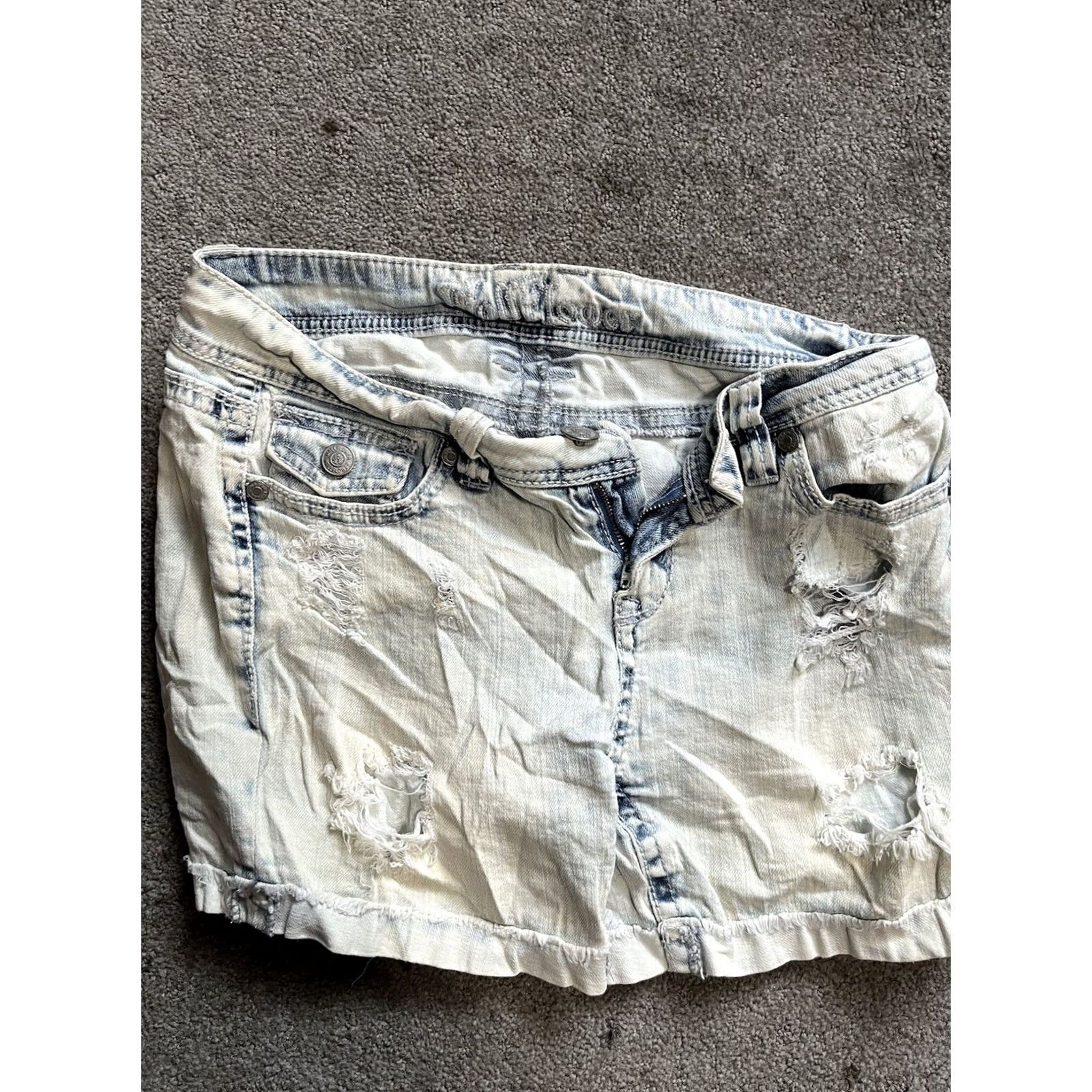 Vintage Wallflower Womens Denim Jean Shorts Sassy High Rise Cuffed Acid Blue 9 Regular Inseam 3in Size 30" / US 8 / IT 44 - 2 Thumbnail
