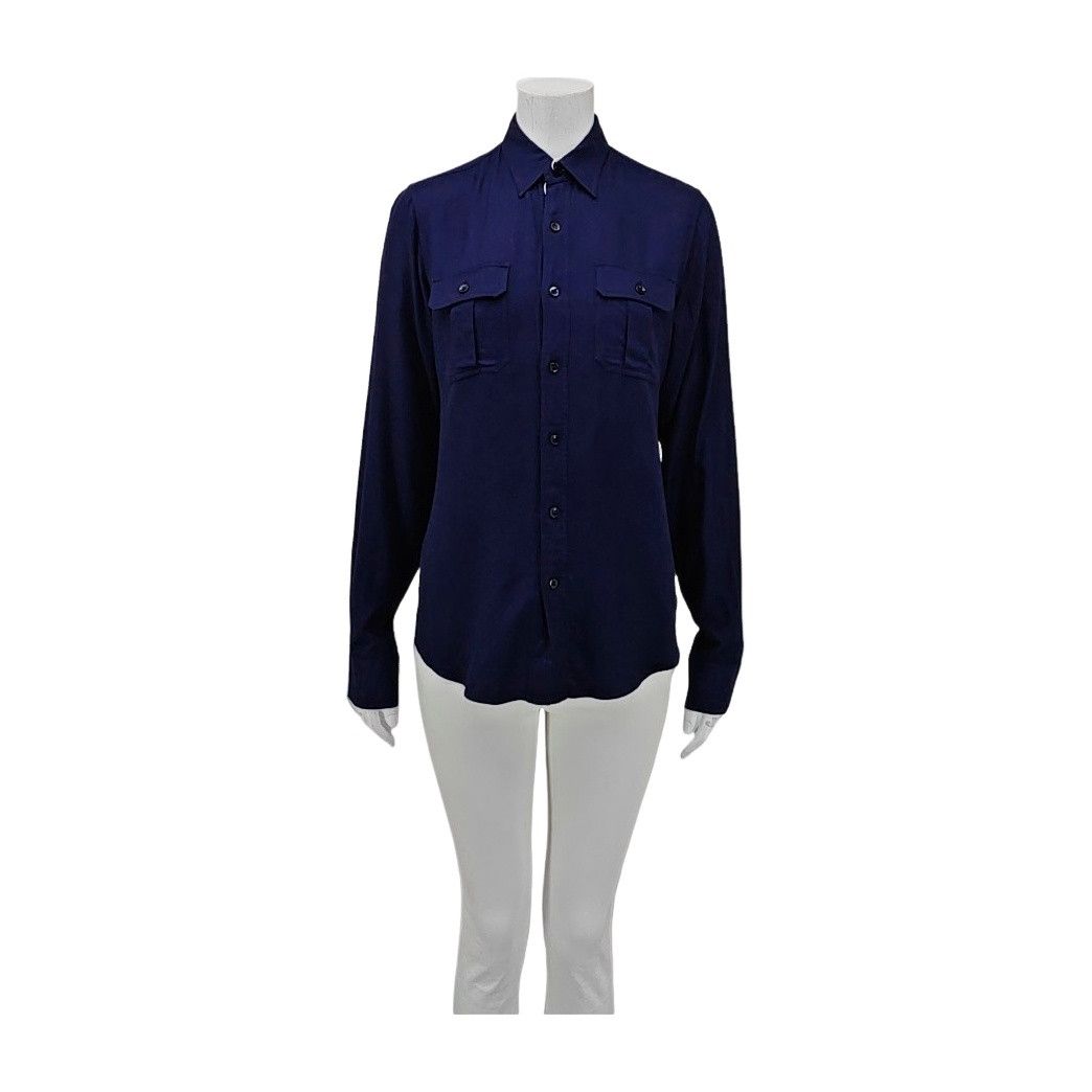 Saint Laurent Paris Saint Laurent Blue Viscose Long Sleeve Shirt Size 37 Size S / US 4 / IT 40 - 1 Thumbnail