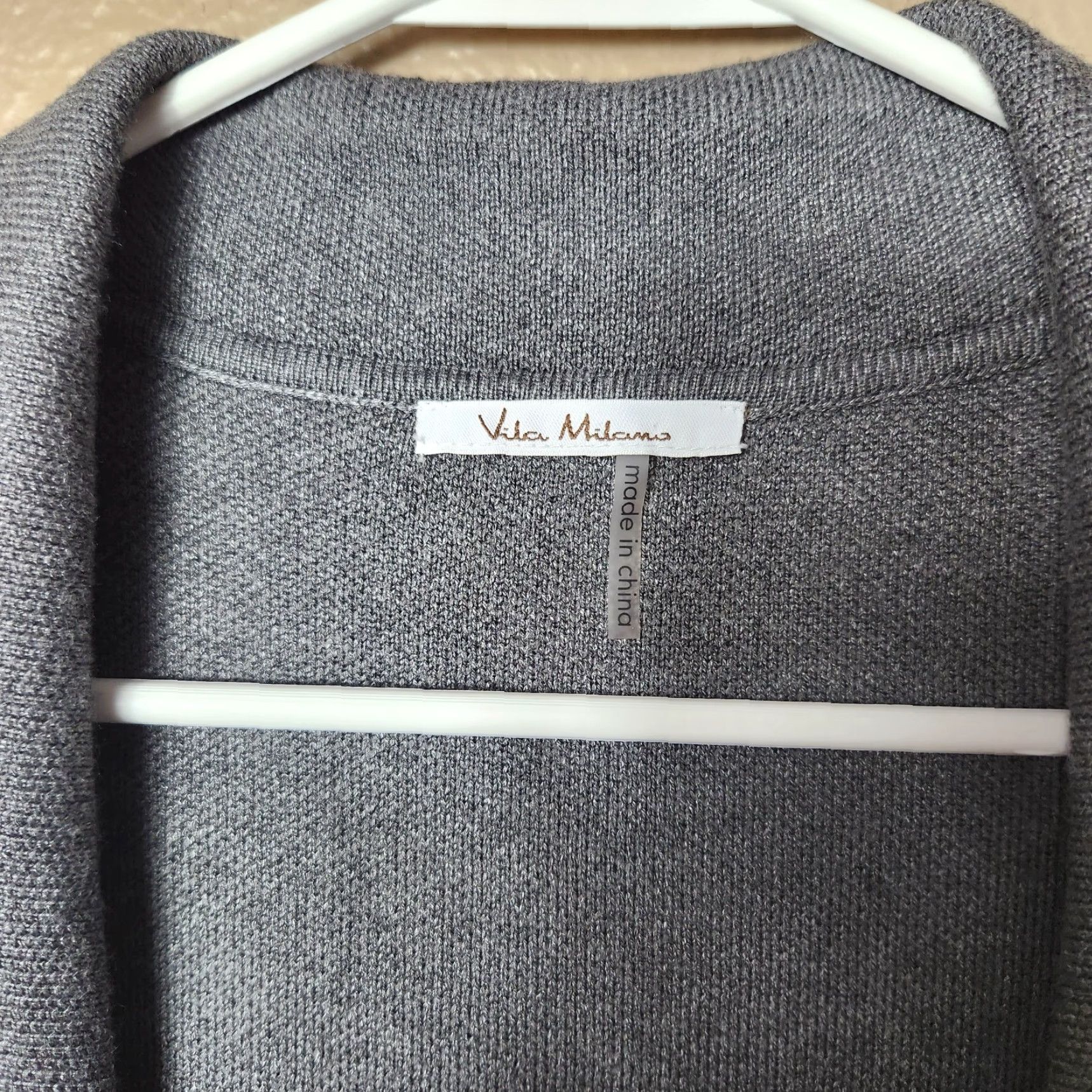 Vintage Vila Milano Womens Gray Sleeveless Open Front Coatigan/Duster-Size M Size M / US 6-8 / IT 42-44 - 4 Thumbnail