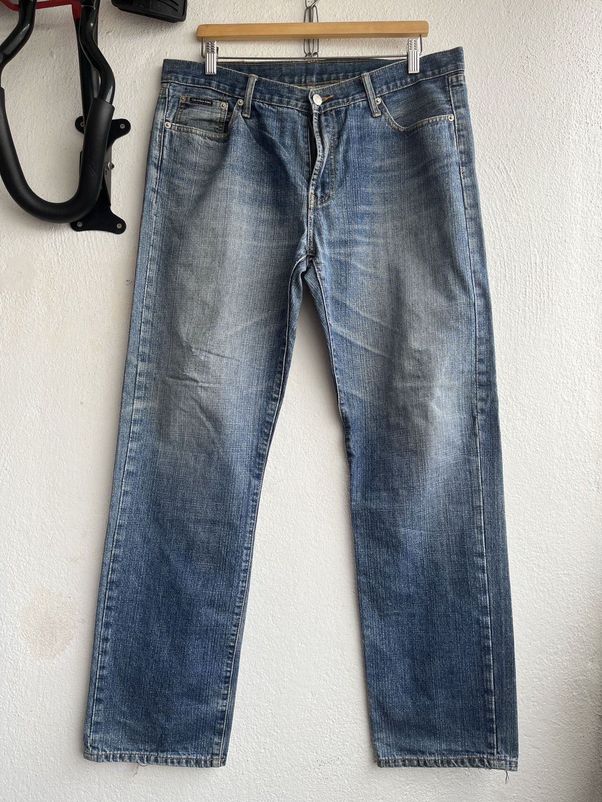 Calvin Klein VINTAGE Y2K CALVIN KLEIN DISTRESSED DENIM FADED JEANS Size US 38 / EU 54 - 1 Thumbnail