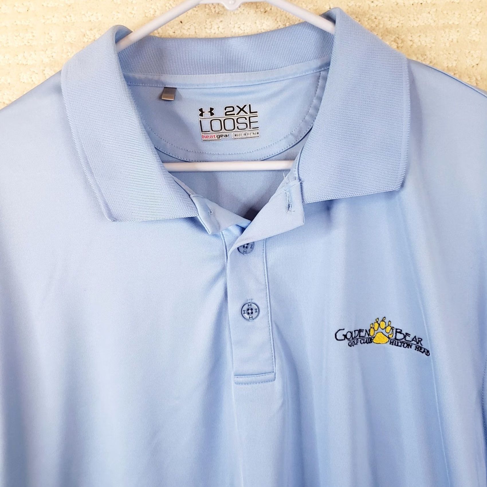 Under Armour Under armour Shirt Mens 2XL Blue Polo Loose Fit Stretch Performance Golden Bear Size US XXL / EU 58 / 5 - 3 Thumbnail