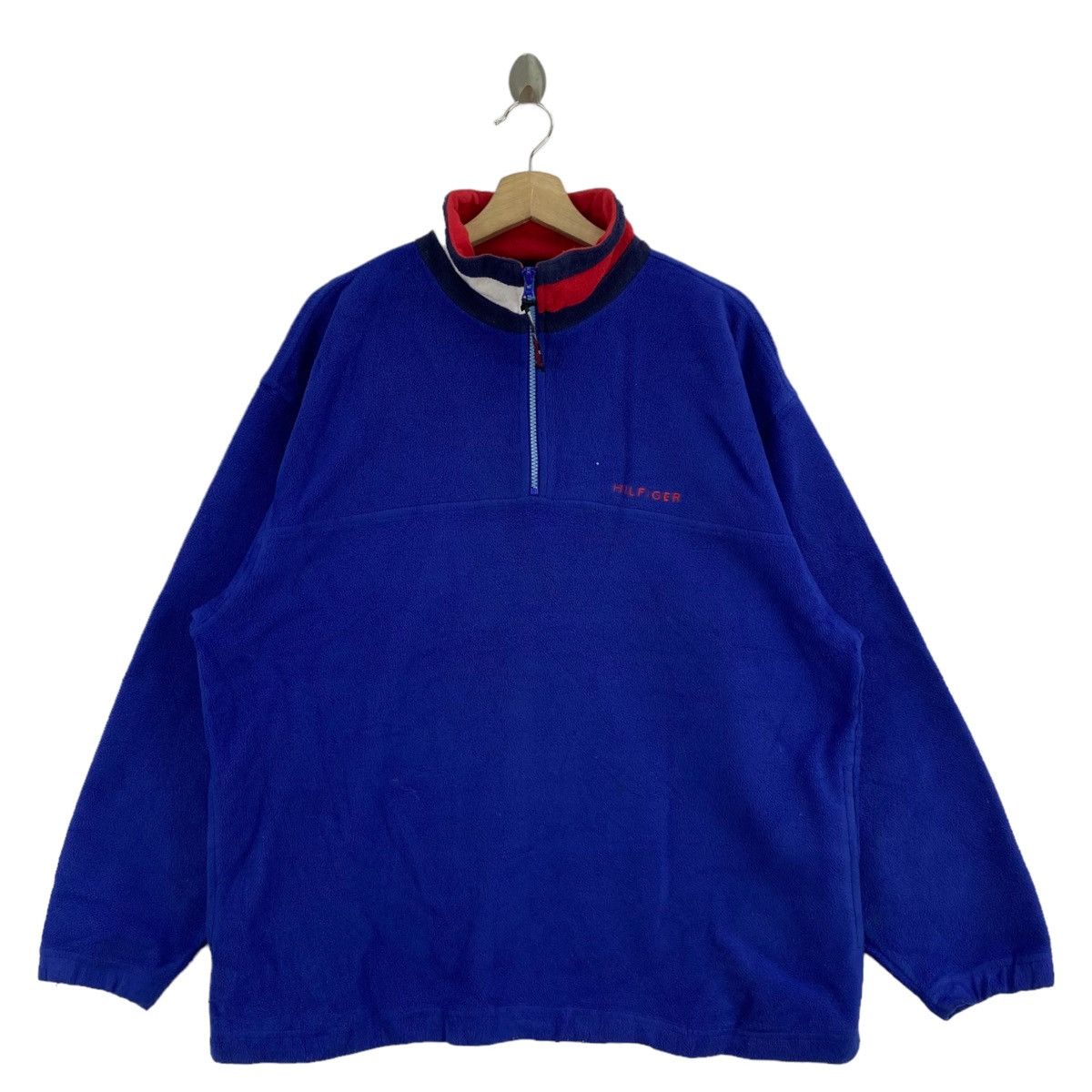Vintage TOMMY HILFIGER Small Embroidered Brand Sherpa Blue