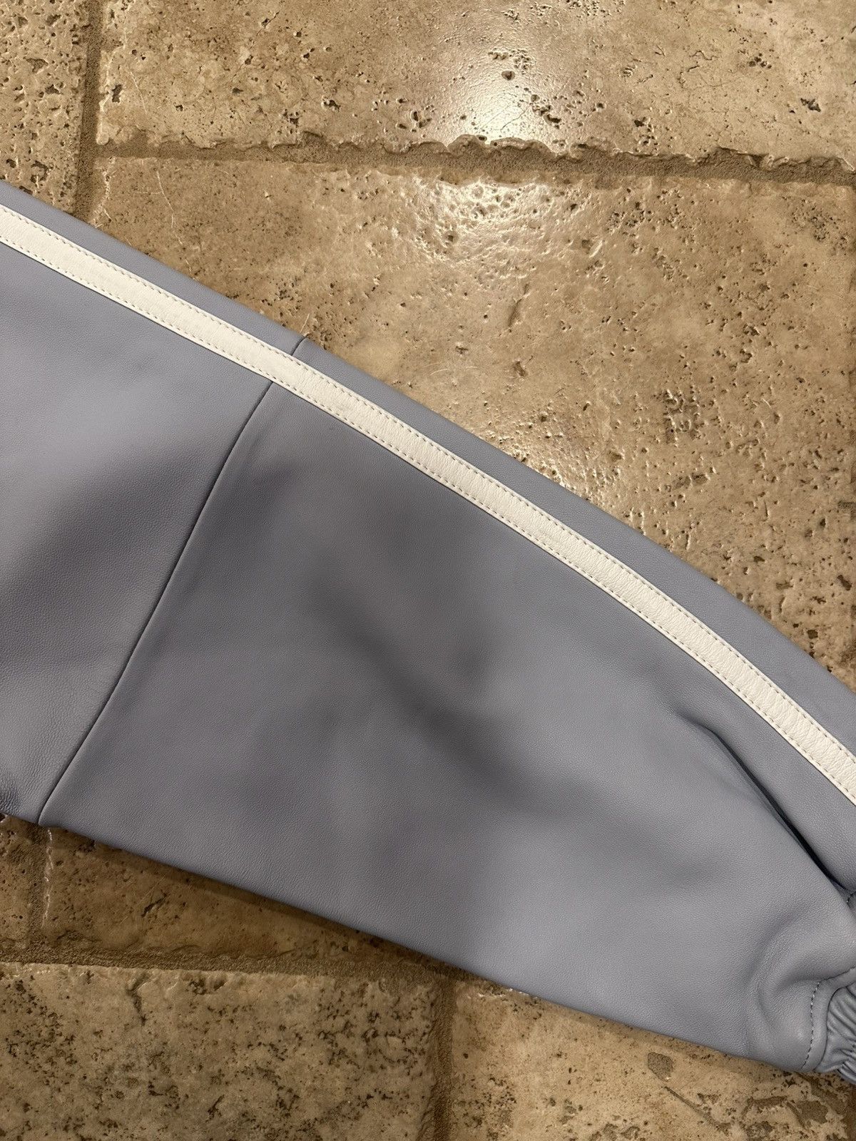 Burberry × Supreme Supreme Burberry Pastel Blue Embroidered Leather Zip Jacket Size US L / EU 52-54 / 3 - 8 Thumbnail