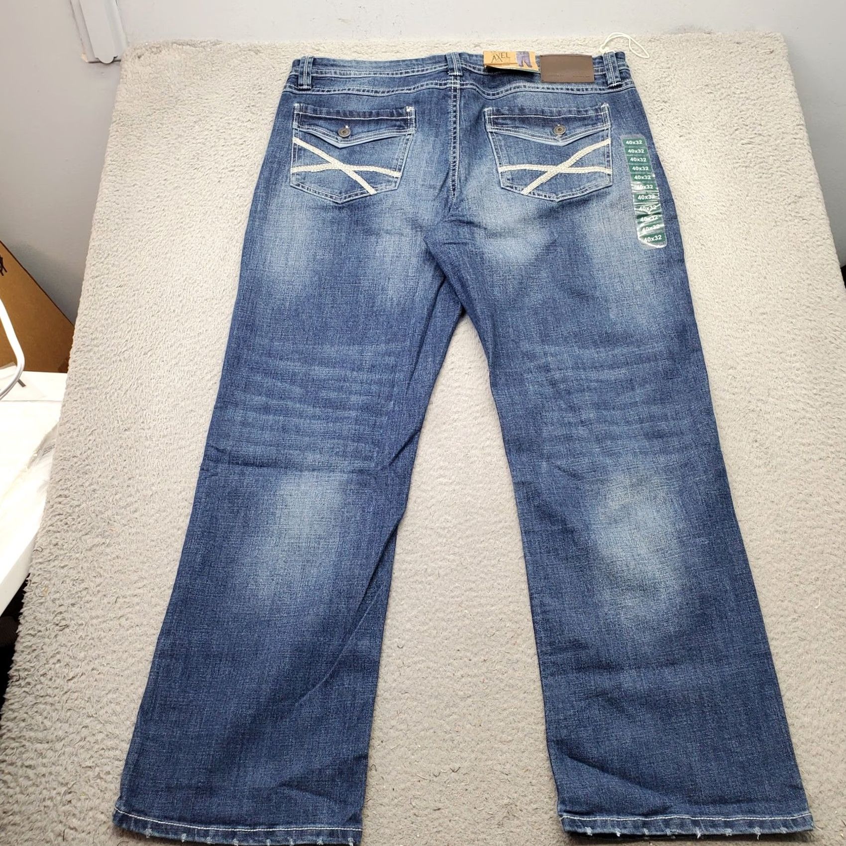 Denime Axel Slim Bootcut Jeans Men Size 40 Blue Denim Stretch Medium Wash White Stitch Size US 40 / EU 56 - 2 Thumbnail