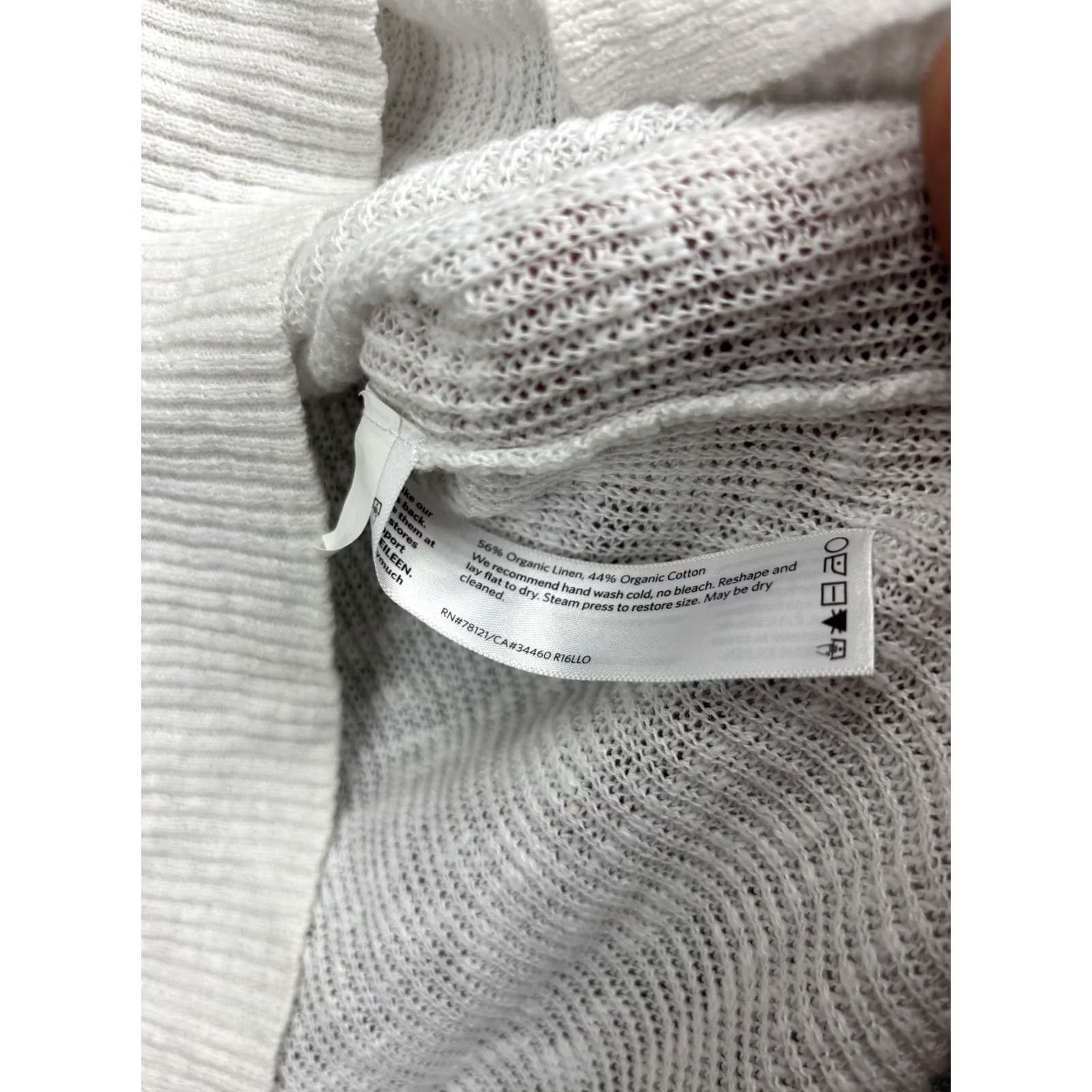 Eileen Fisher EILEEN FISHER Sweater Tunic Womens Petite PP White Linen Cotton V Neck Knit Short Sleeve Open-Knit Casual Spring Summer Womens Size XXS / US 00 / IT 34 - 5 Thumbnail