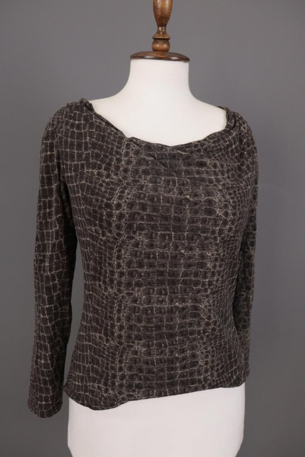 Designer Max Mara Blue Brown Wool Animals Printed Shirt Size S Size S / US 4 / IT 40 - 4 Thumbnail