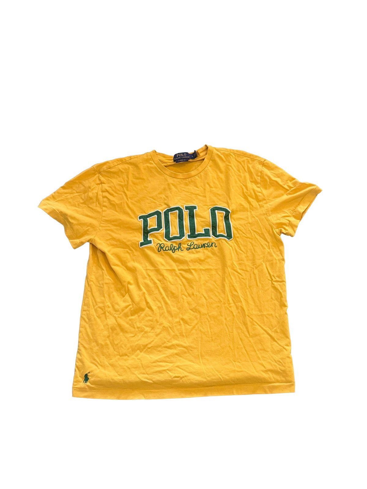 Polo Ralph Lauren Vintage Polo Ralph Lauren Big Spellout Tee – Mustard Yellow Size US M / EU 48-50 / 2 - 1 Thumbnail