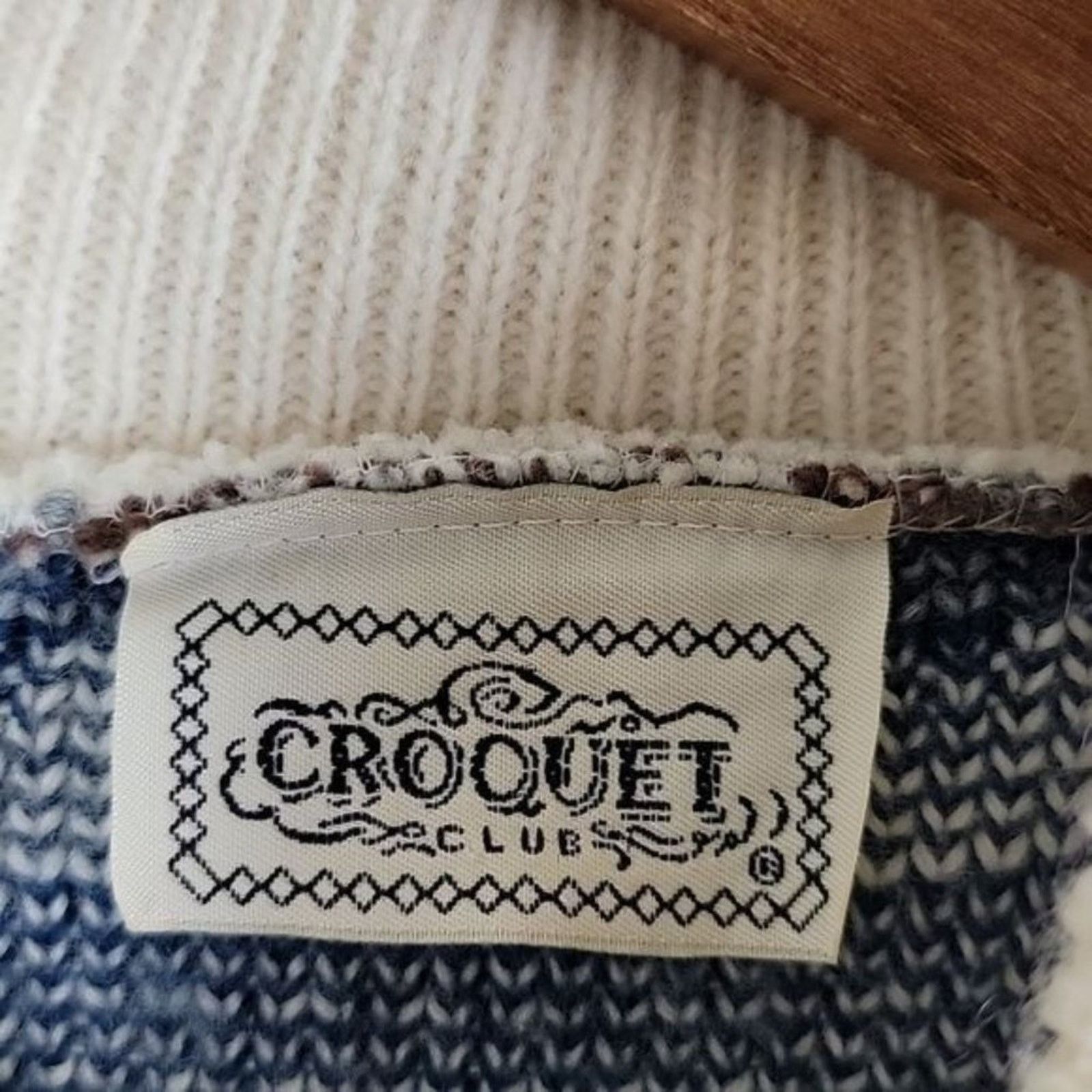 Vintage Croquet Club 90s Womens Fair Isle Knit Sweater Mock Neck Size M / US 6-8 / IT 42-44 - 6 Thumbnail