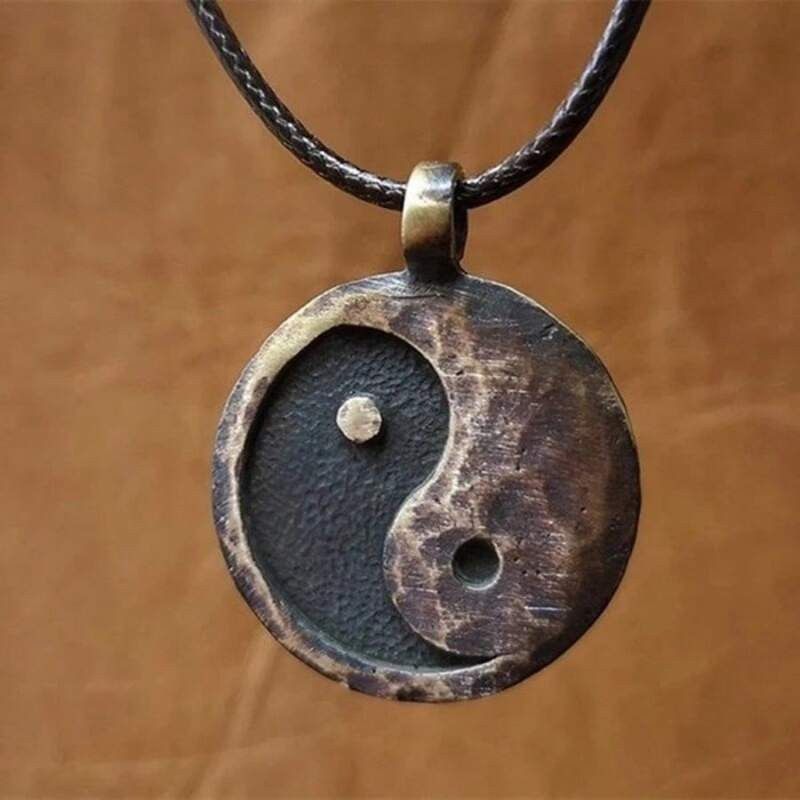 Jewelry x Vintage Yingyang Pendant Y2K Necklace Chain in Silver, Men's