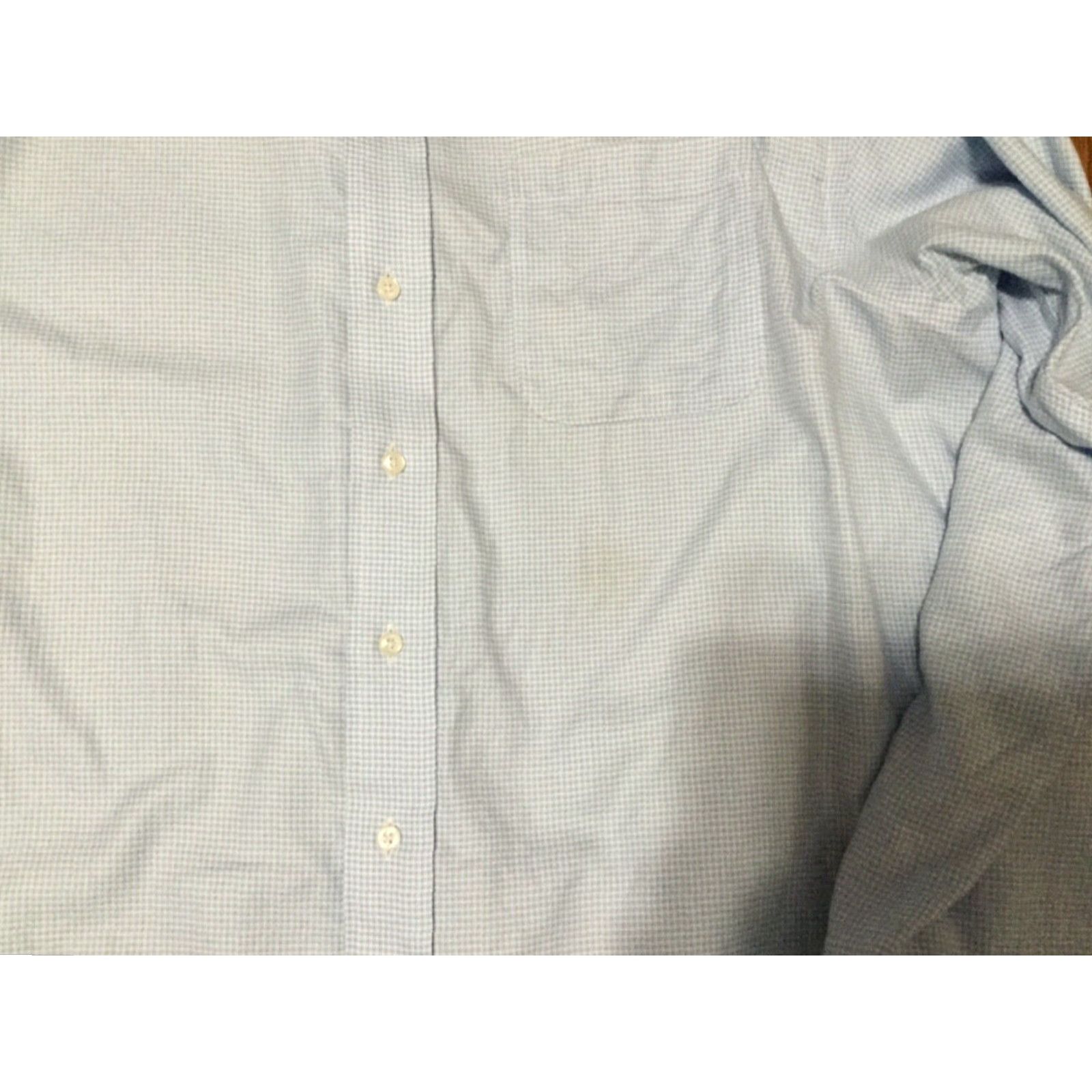 Cremieux Cremieux Dress Shirt Men Blue Check 17 1/2 x 35 AS IS Classic Fit Cotton Size 46R - 3 Thumbnail