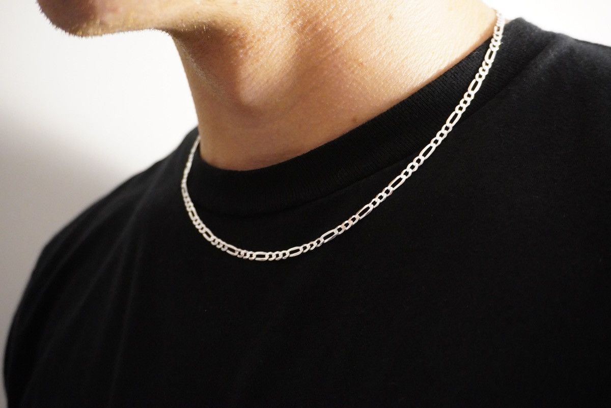 Sterling Silver Silver Chain Solid Silver Figaro Chain 3mm 18in Stamped 925 Size ONE SIZE - 2 Thumbnail