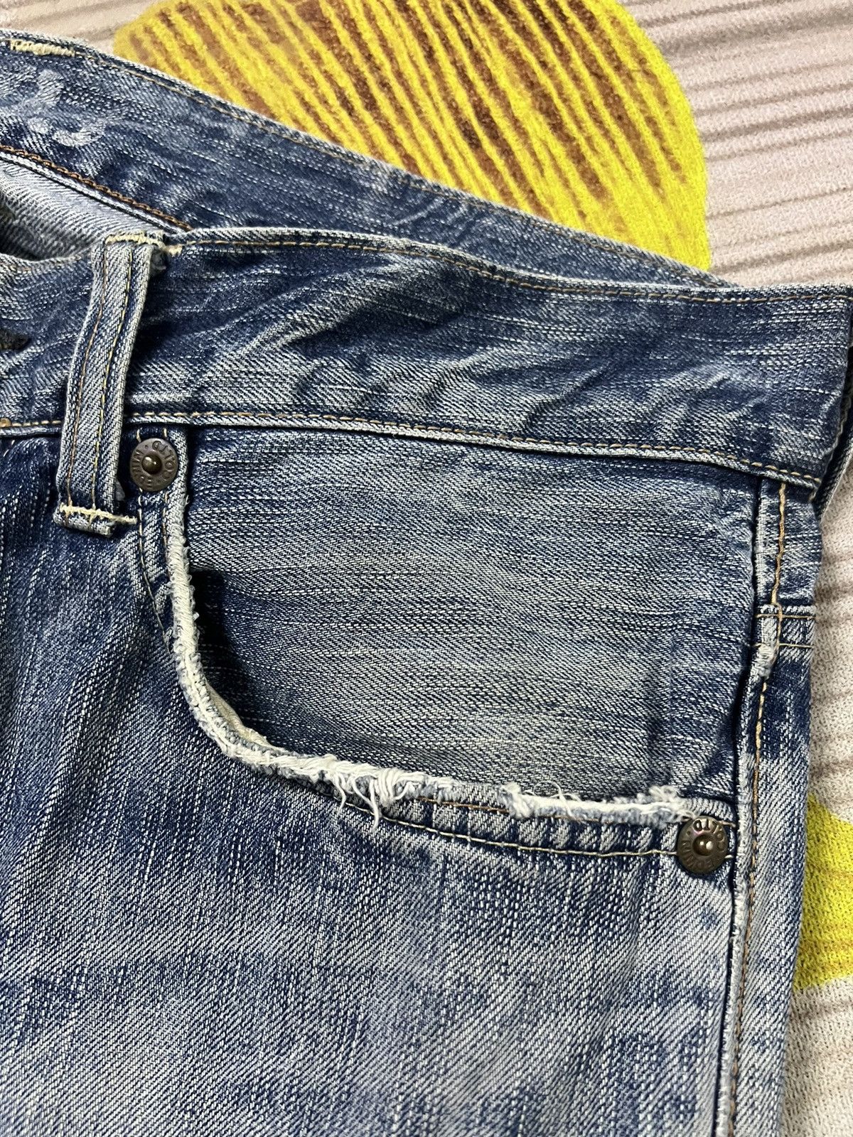 Edwin × If Six Was Nine × Japanese Brand VINTAGE EDWIN 503 BLUE TRIP DISTRESSED JAPAN JEANS Size US 34 / EU 50 - 5 Thumbnail