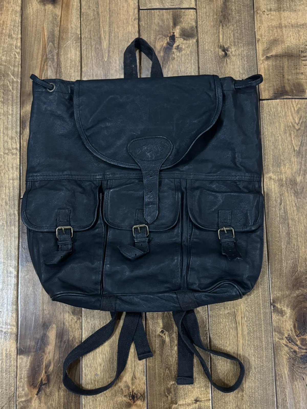 Camel VTG 90s Camel Cigarettes Black Leather Rucksack Backpack Size ONE SIZE - 6 Thumbnail