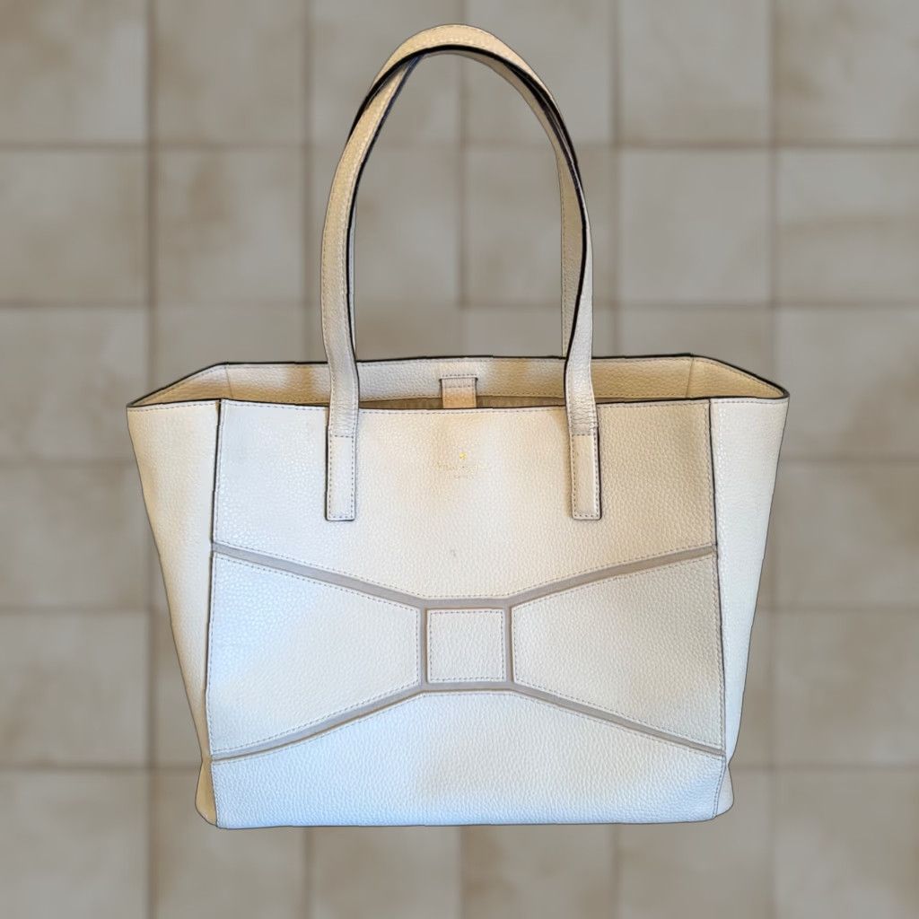 Vintage kate spade new york Pebbled Leather Shoulder Tote Bag White Size ONE SIZE - 1 Thumbnail