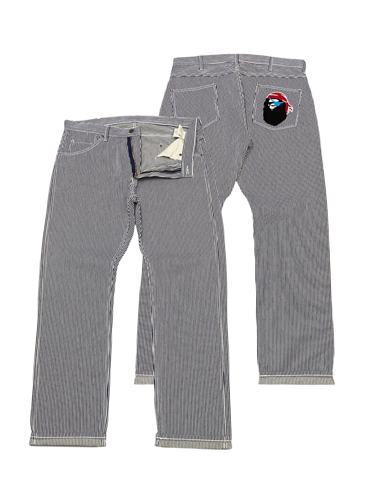 Bape A Bathing Ape Pirate Hickory Stripes Denim Pants Size US 36 / EU 52 - 1 Thumbnail