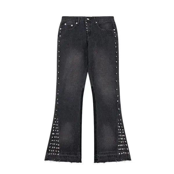 VIBE Baggy Y2k patchwork side rivets flared jeans trousers Size US 32 / EU 48 - 1 Thumbnail