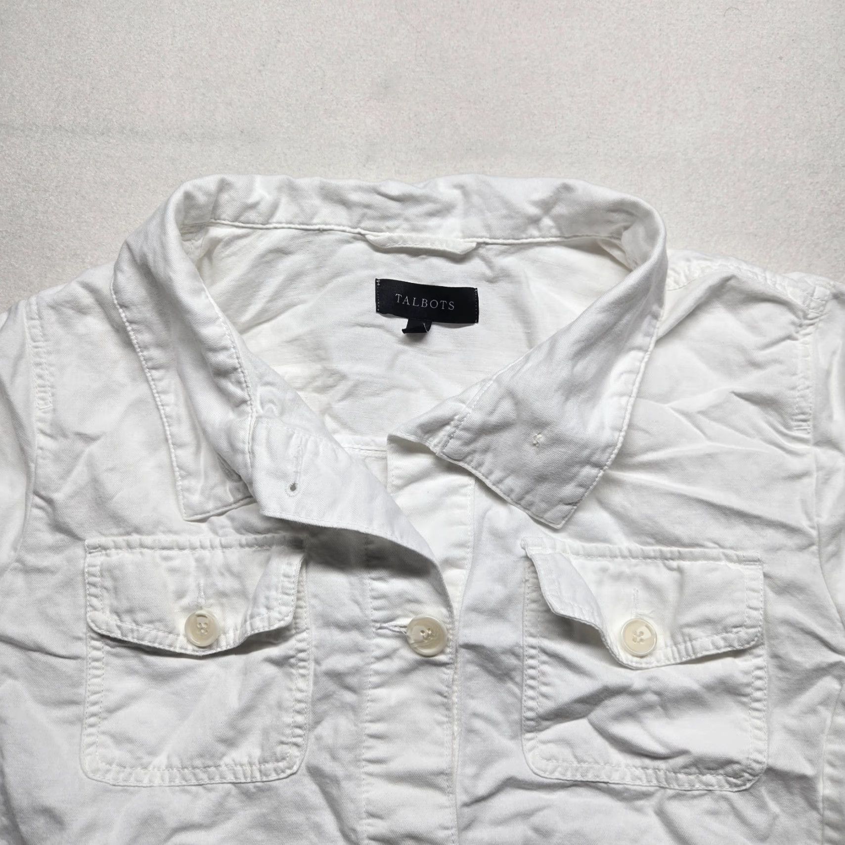 Talbots Talbots Cotton Jacket Solid White Coat Button Front Women's XL JACKET Cotton Utility 90s Classic Mens? Size XL / US 12-14 / IT 48-50 - 2 Thumbnail