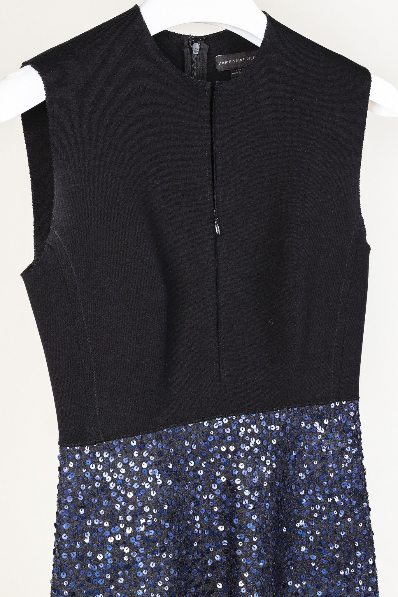 Marie Saint Pierre Marie Saint Pierre Black-Ponte Blue-Sequin Midi-Dress Size S / US 4 / IT 40 - 3 Thumbnail