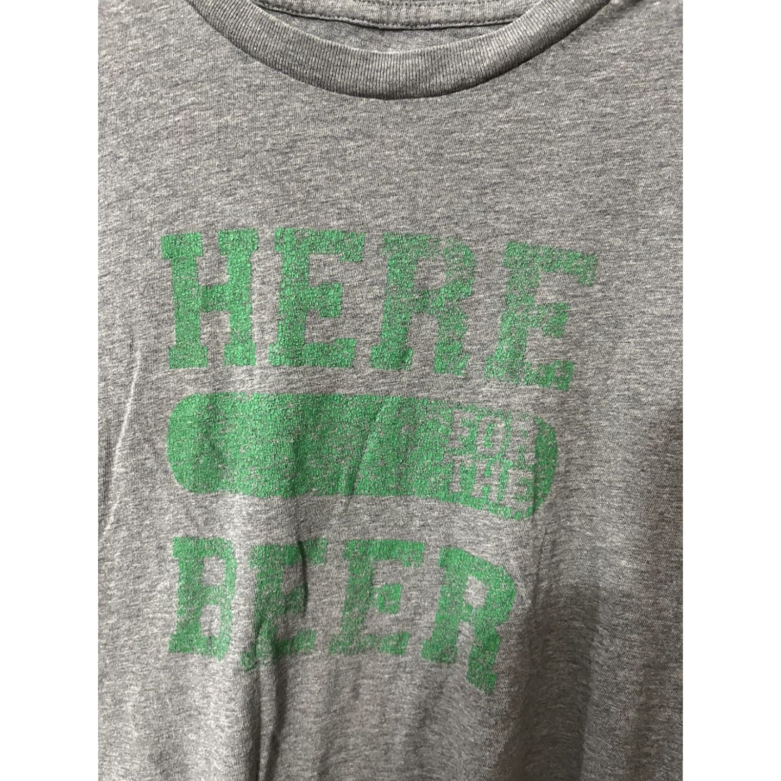 Express EXPRESS Men’s Graphic T-Shirt HERE FOR THE BEER St. Patrick’s Day Gray M Short Sleeve Crew Neck Cotton Knit Tee, Beer, Logo, 90s Vibe, Mens Size US M / EU 48-50 / 2 - 2 Thumbnail