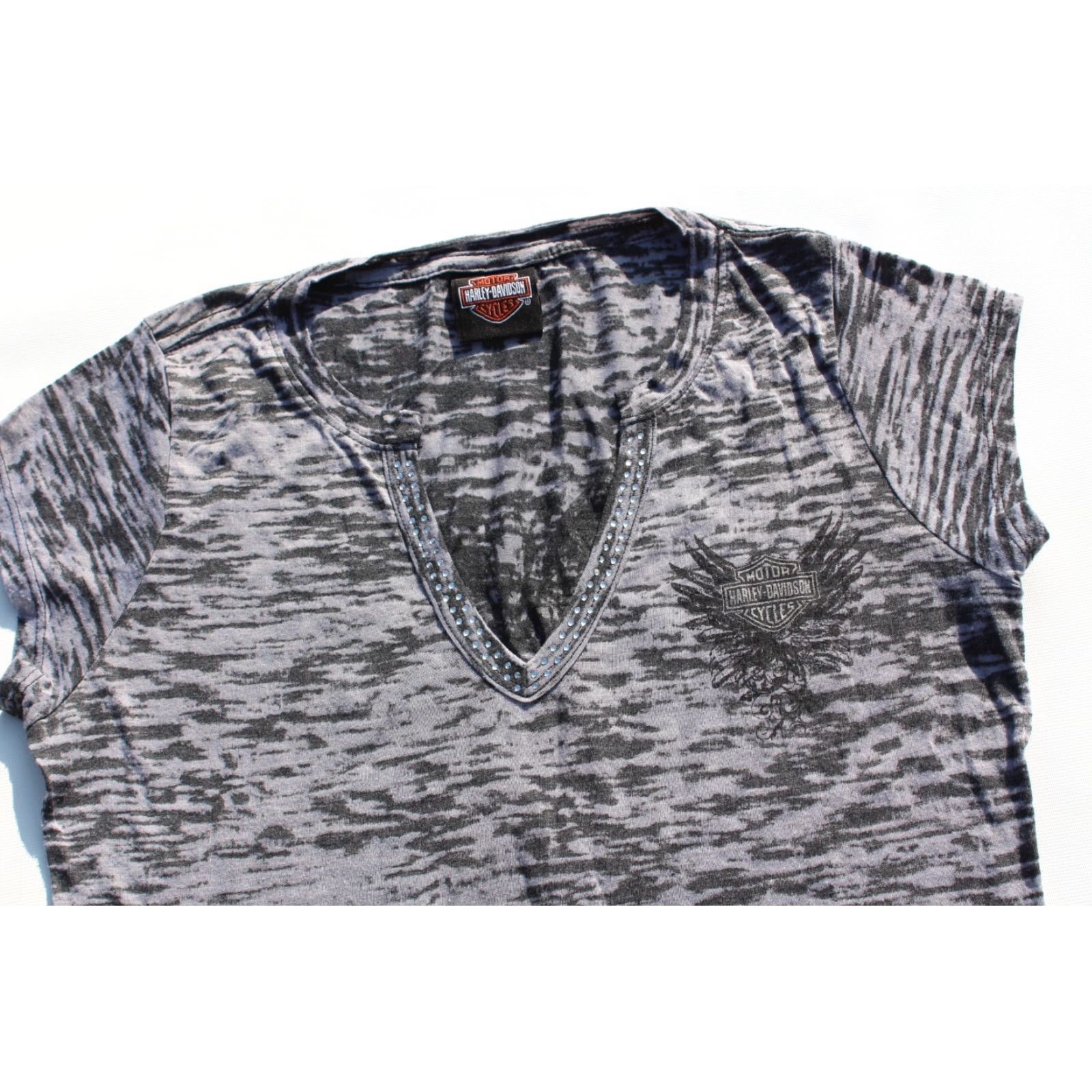 Harley Davidson Harley-Davidson Shirt Womens Short Sleeve T-Shirt Gray XS V-Neck Size XS / US 0-2 / IT 36-38 - 3 Thumbnail