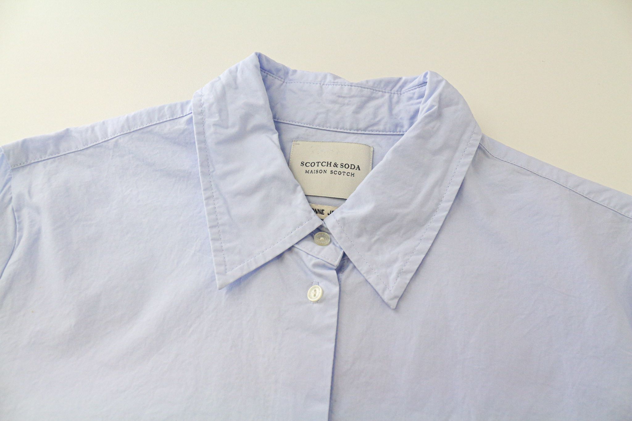 Maison Scotch M Light Blue Cotton Logo Long Sleeve Shirt 74252 Size M / US 6-8 / IT 42-44 - 3 Thumbnail