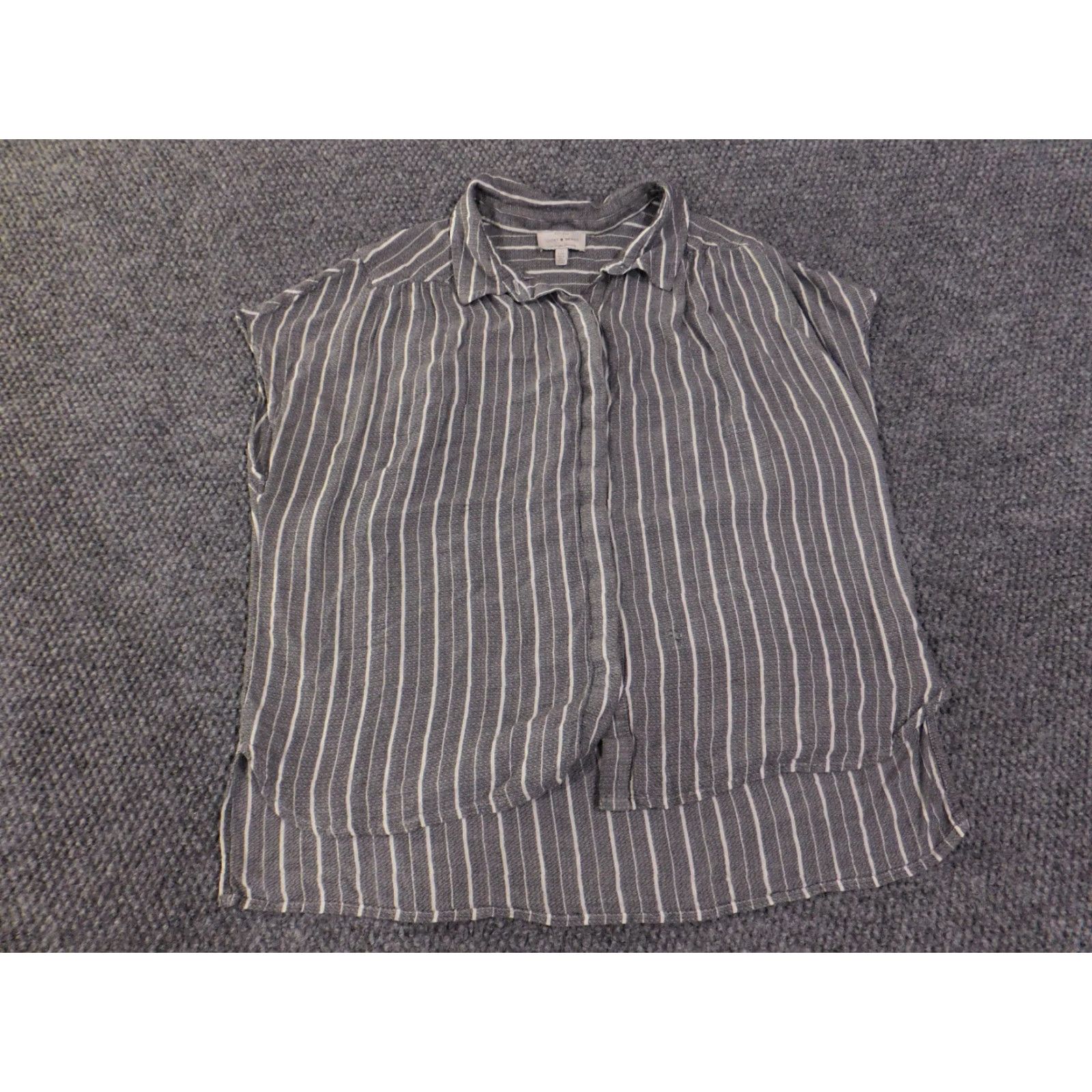 Lucky Brand Lucky Brand Blouse Womens L Gray Striped Casual Button Front Sleeveless Knit Modal" Size L / US 10 / IT 46 - 3 Thumbnail