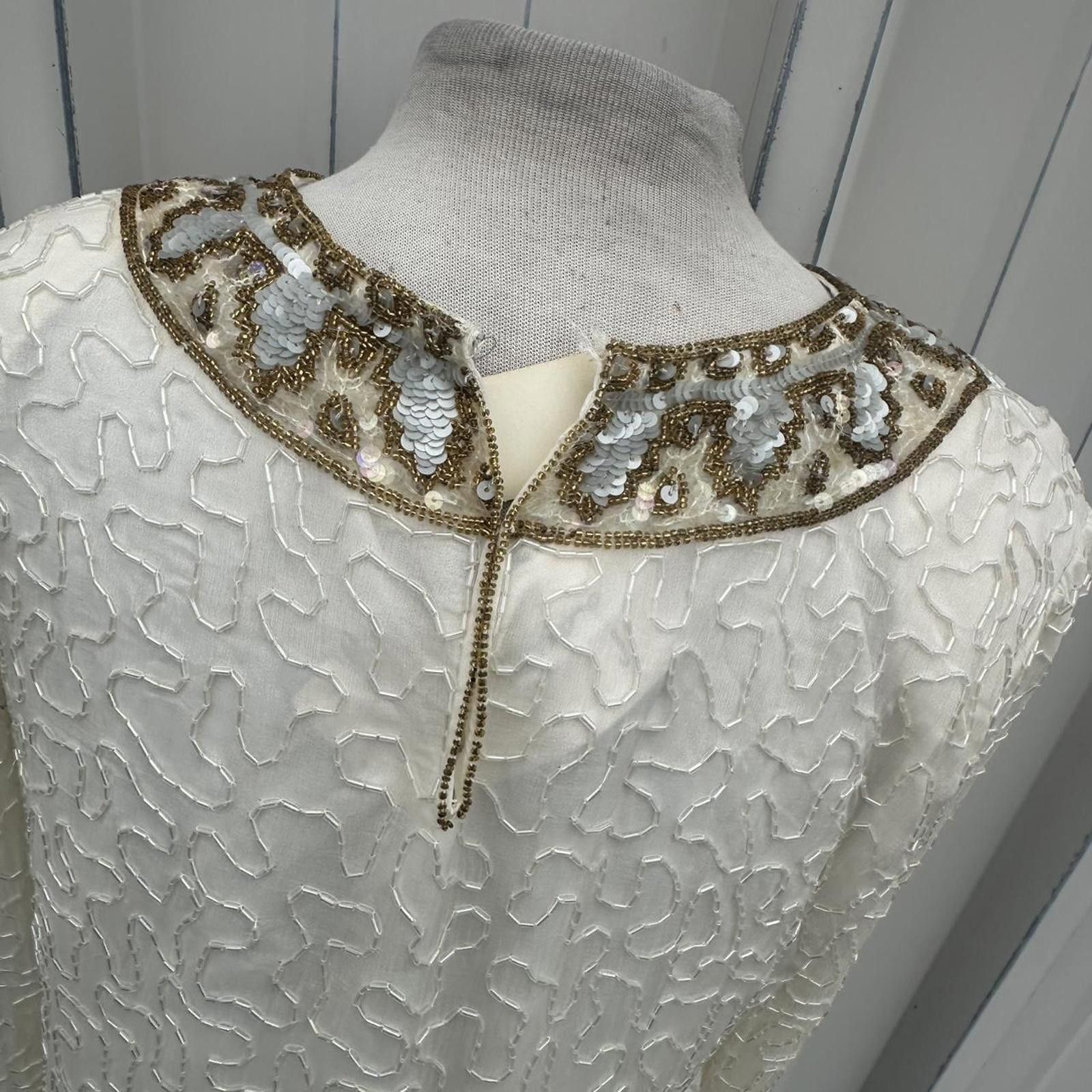 Other Vintage 80’s Laurence Kazar 100% Silk beaded Blouse M NWT Size M / US 6-8 / IT 42-44 - 2 Thumbnail