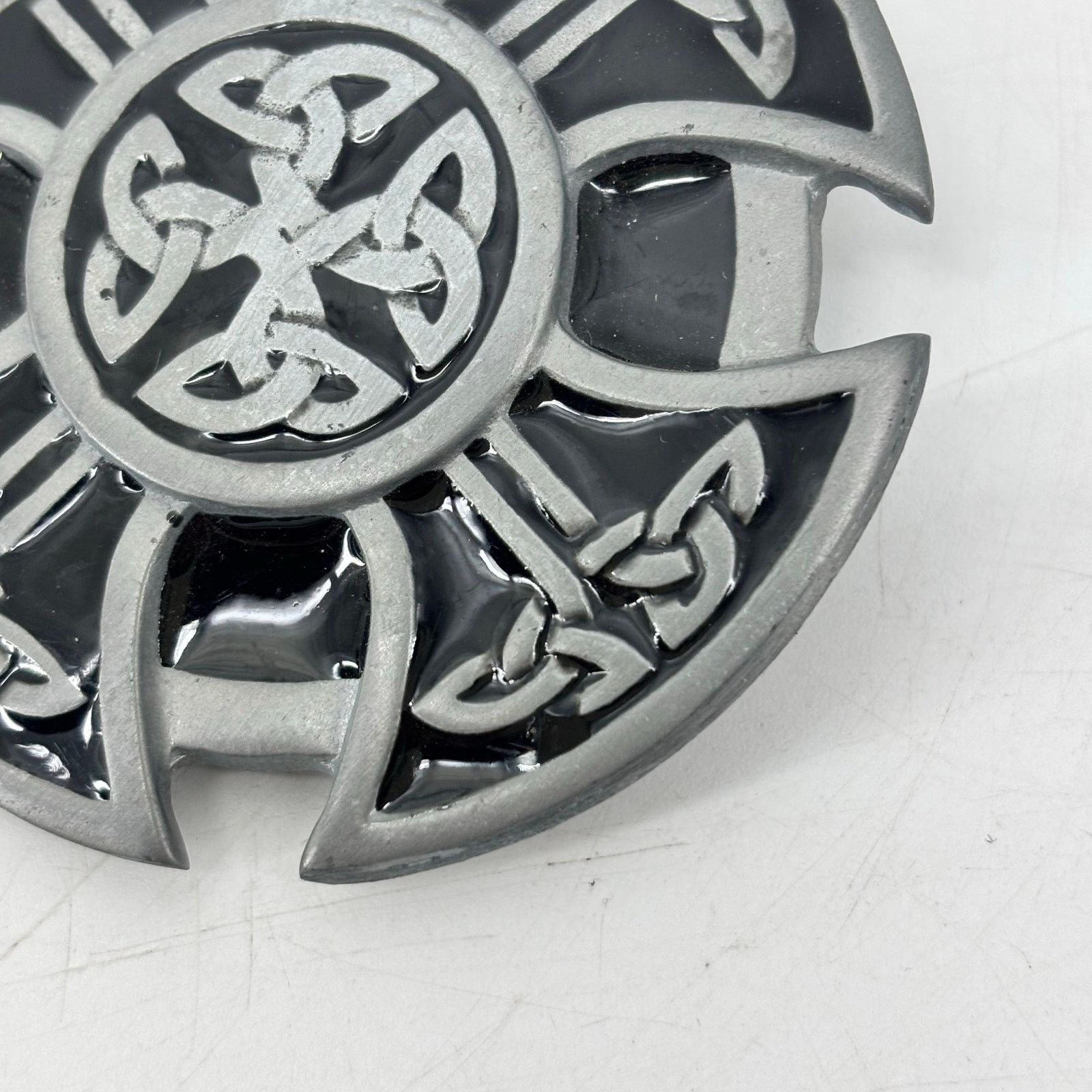 Vintage Classic Celtic Knot Motif Belt Buckle Pewter Vintage Enamel Size ONE SIZE - 7 Thumbnail