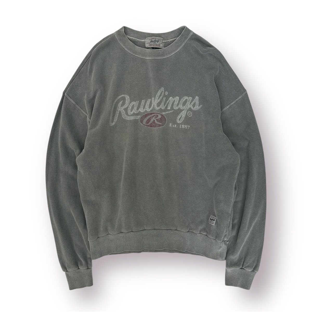 Asics 🔥 Rawlings JPN Sportwear Distressed Grey Spellout logo Sweat Size US M / EU 48-50 / 2 - 1 Thumbnail