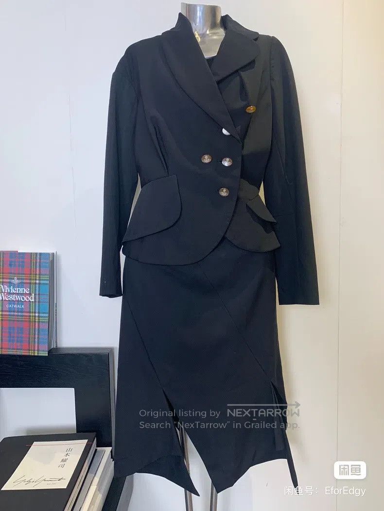Vivienne Westwood Vivienne Westwood Black asymmetrical jacket and skirt suit Size L / US 10 / IT 46 - 3 Thumbnail